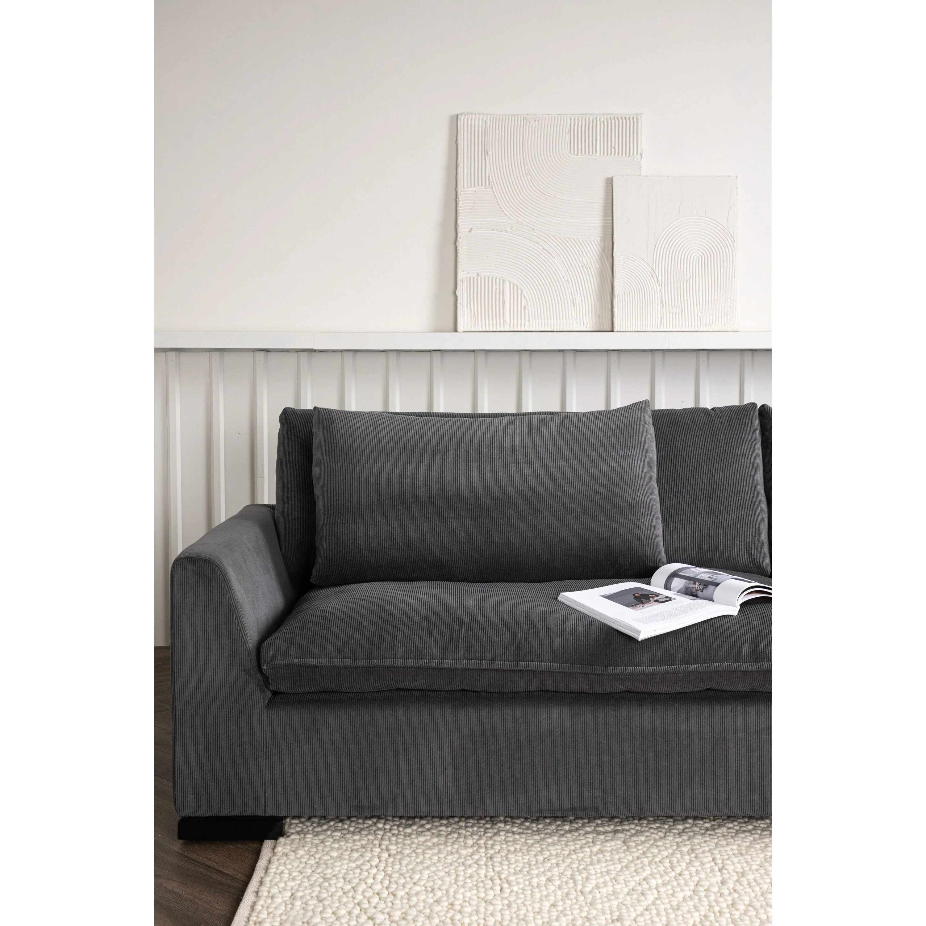 Durham 3-Sitzer Sofa - Holz / Dunkelgrauer Kord - Image 2
