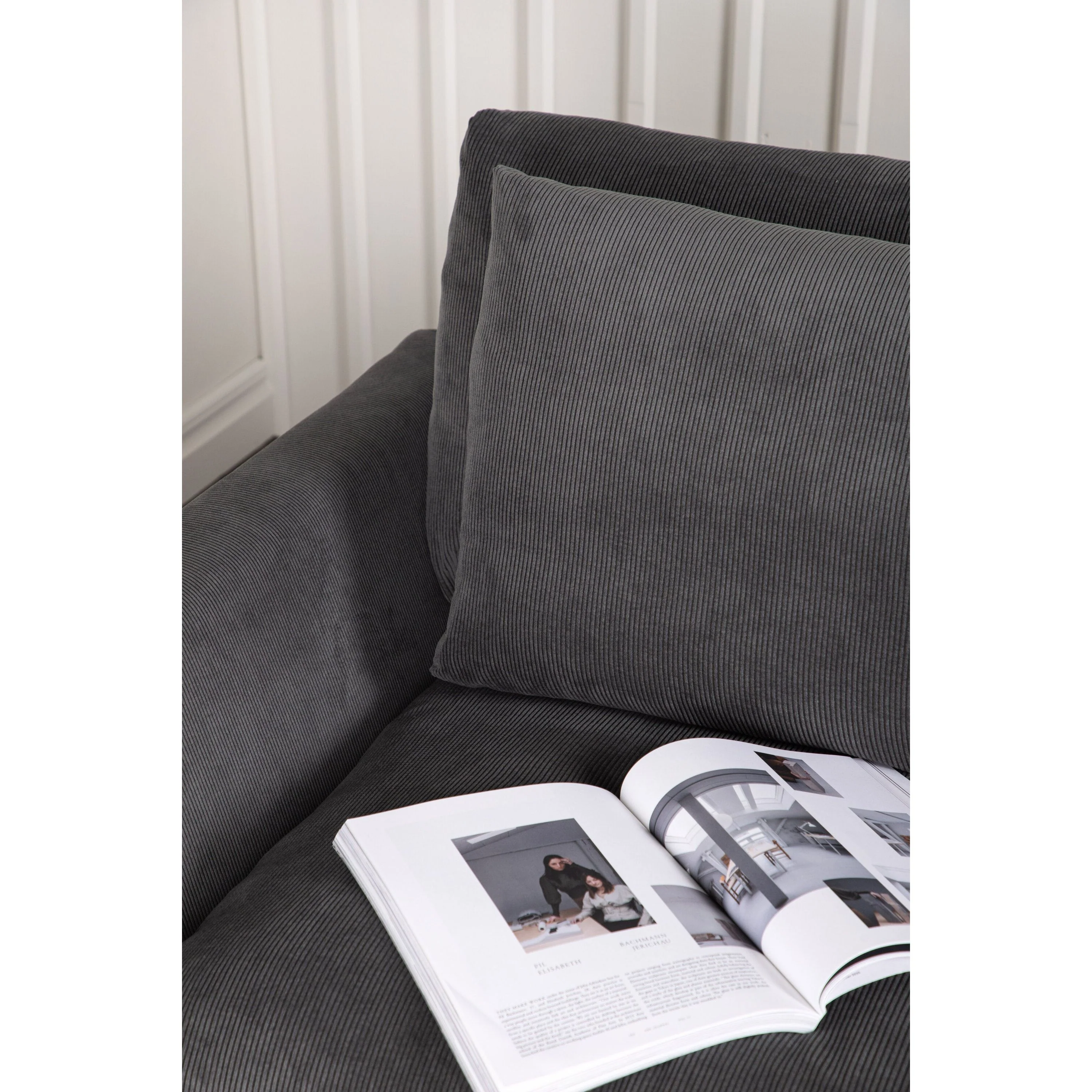 Durham 3-Sitzer Sofa - Holz / Dunkelgrauer Kord - Image 4