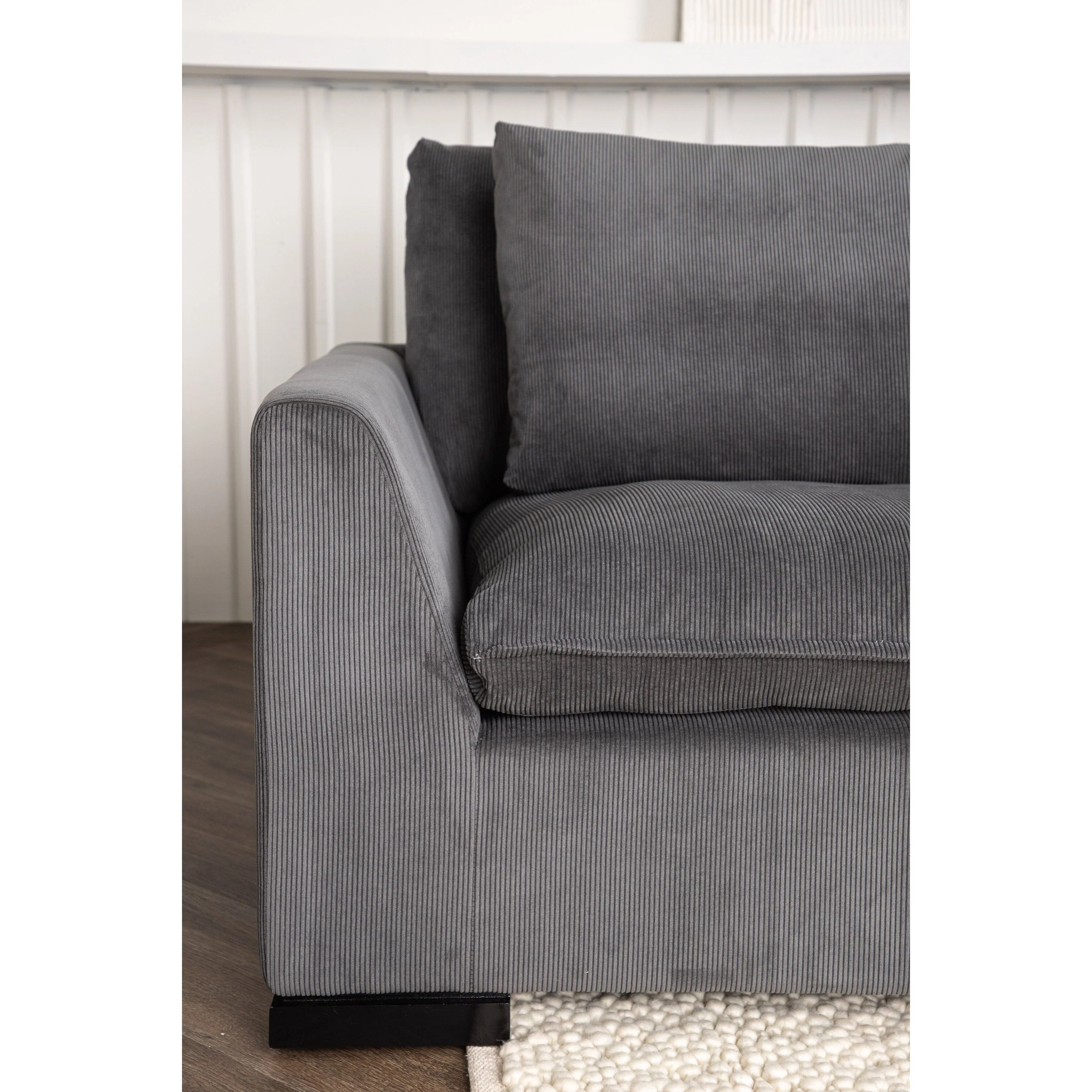 Durham 3-Sitzer Sofa - Holz / Dunkelgrauer Kord - Image 5