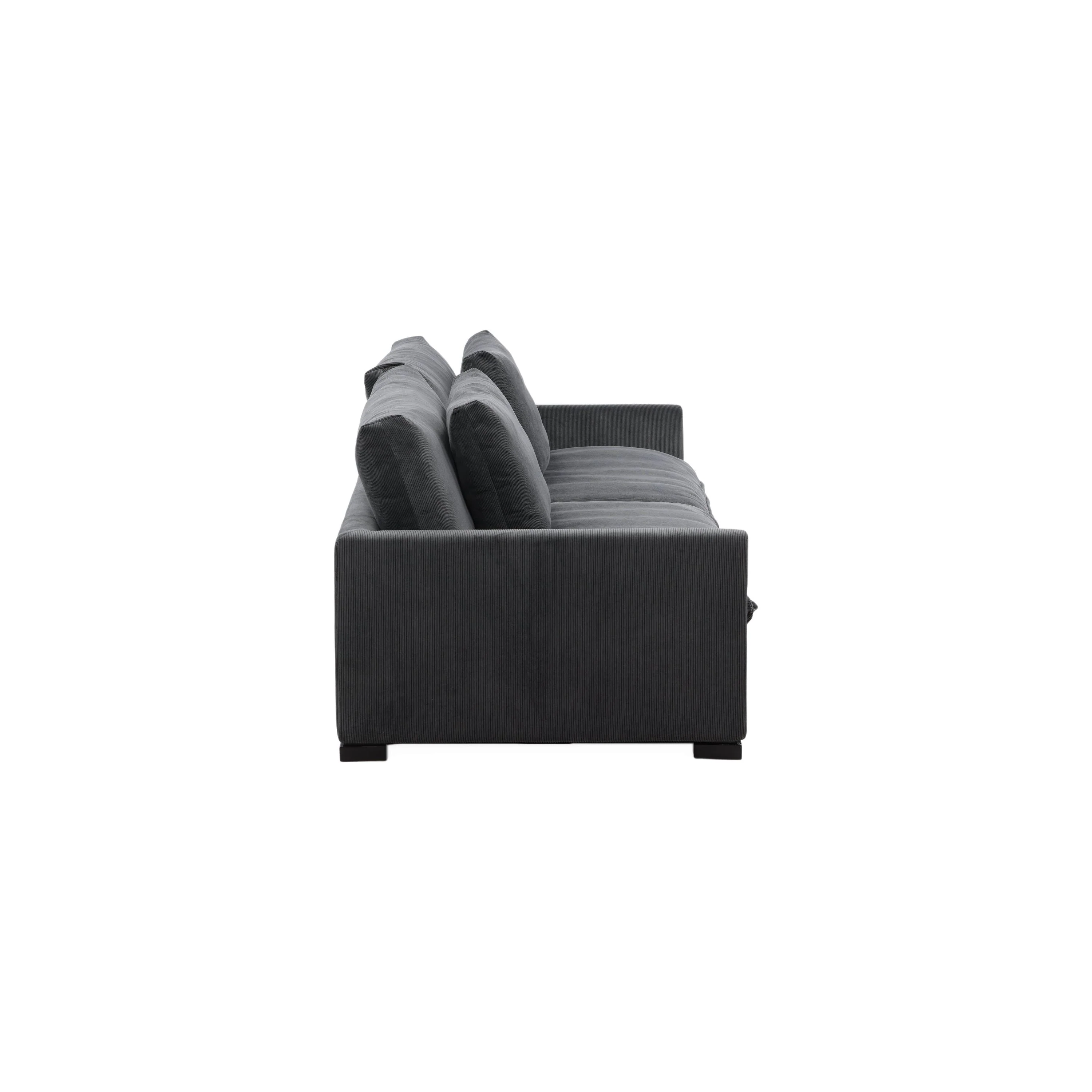 Durham 3-Sitzer Sofa - Holz / Dunkelgrauer Kord - Image 6