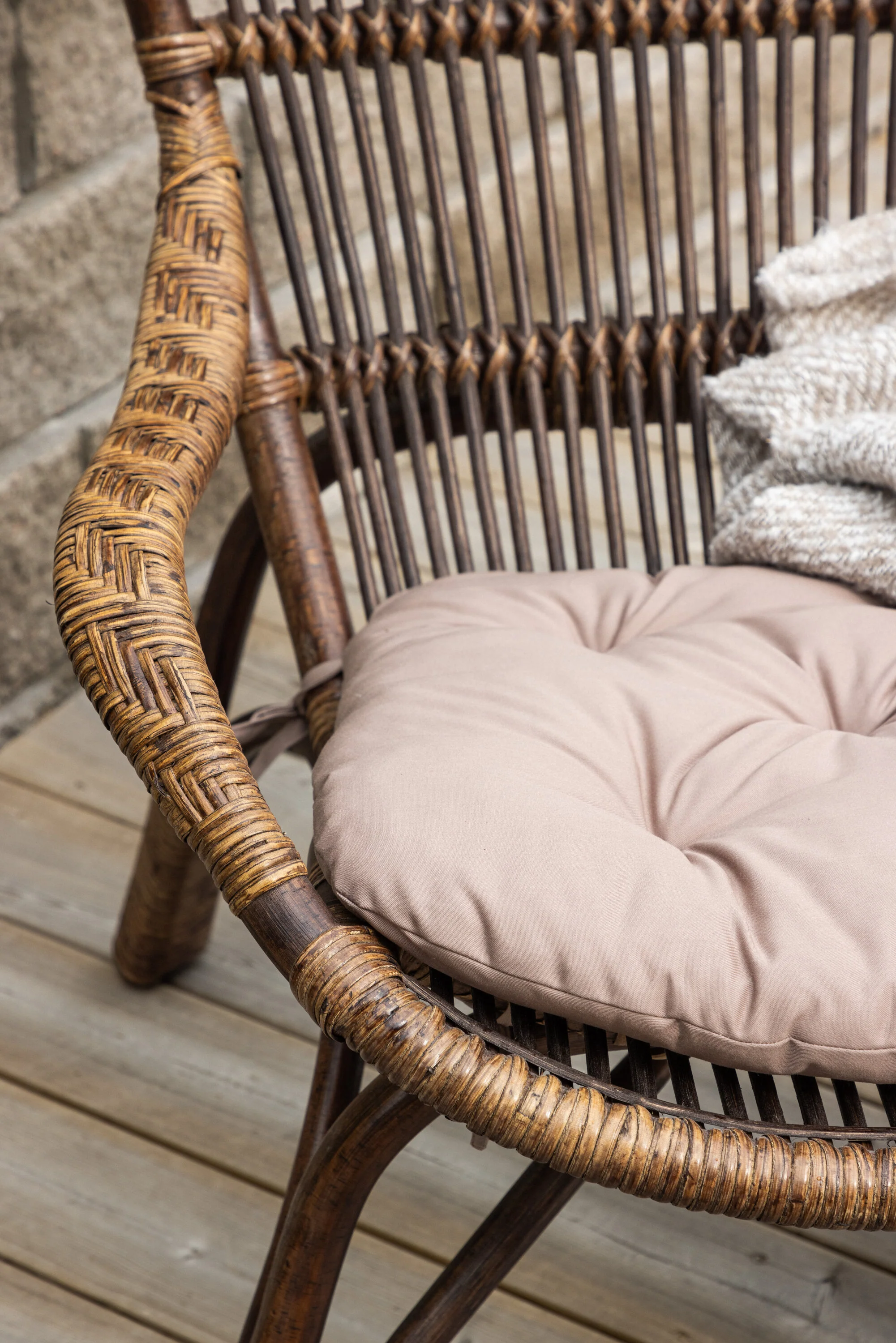 Ella Loungesessel Rattan Walnuss dunkel / Beige - Image 5