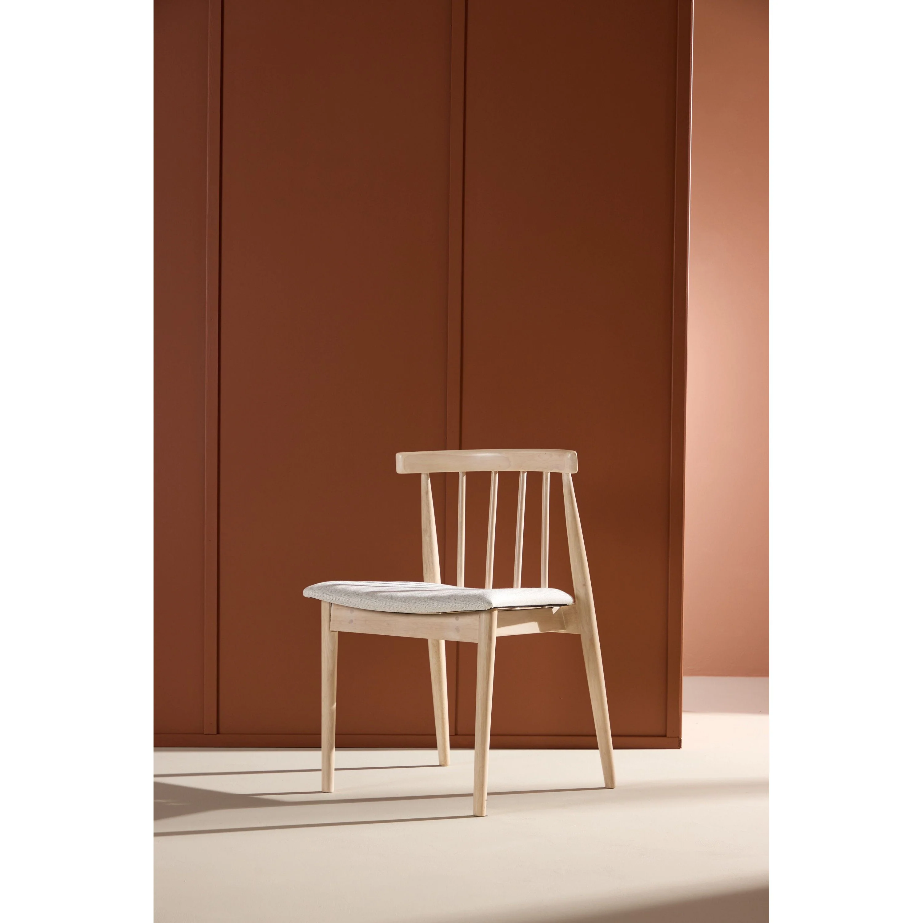 Flora Esszimmerstuhl 2er-Pack - Whitewash Beine / Beige Stoff - Image 2