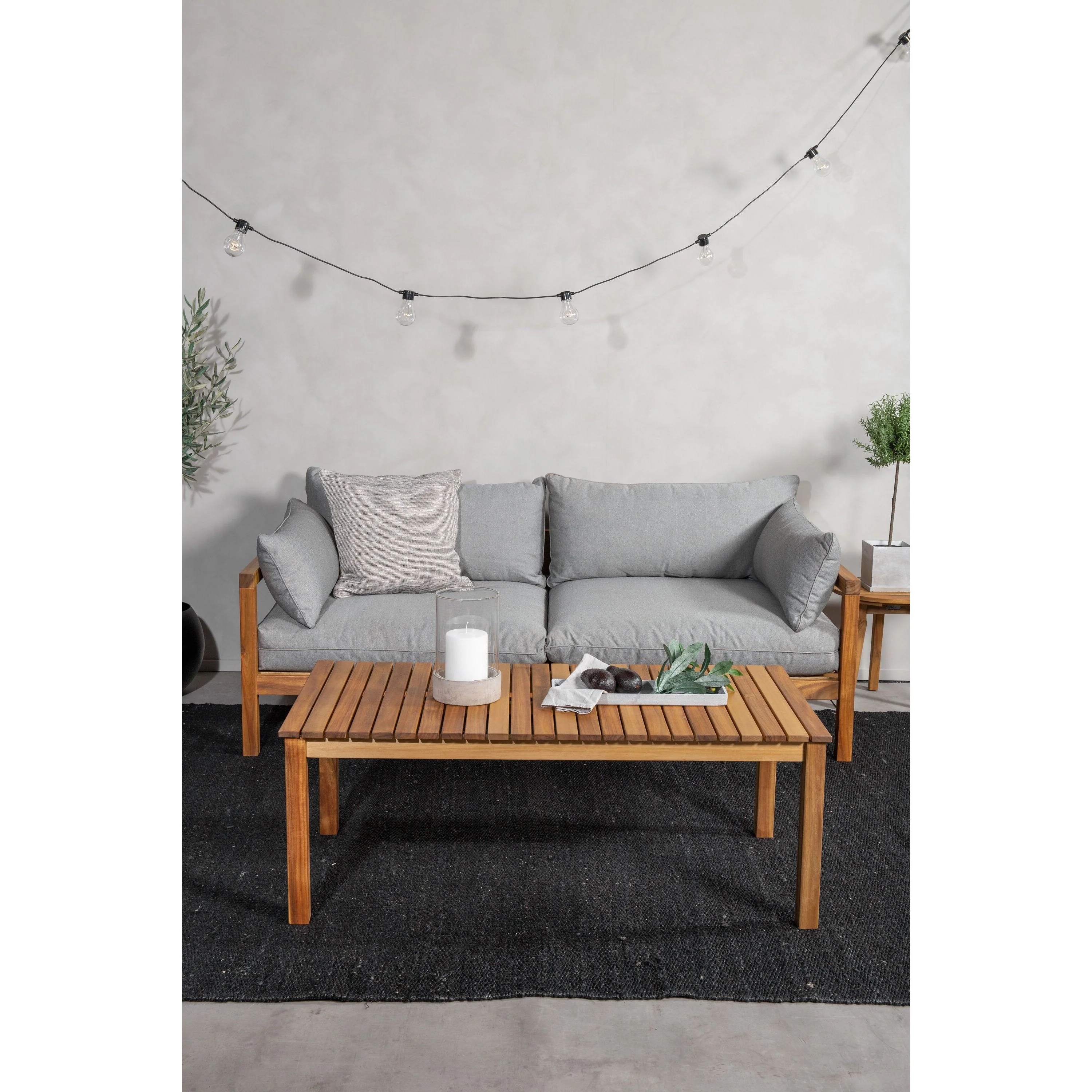 Marion 2-Sitzer Doppelsofabank - Grauer Stoff / Akazie - Image 2