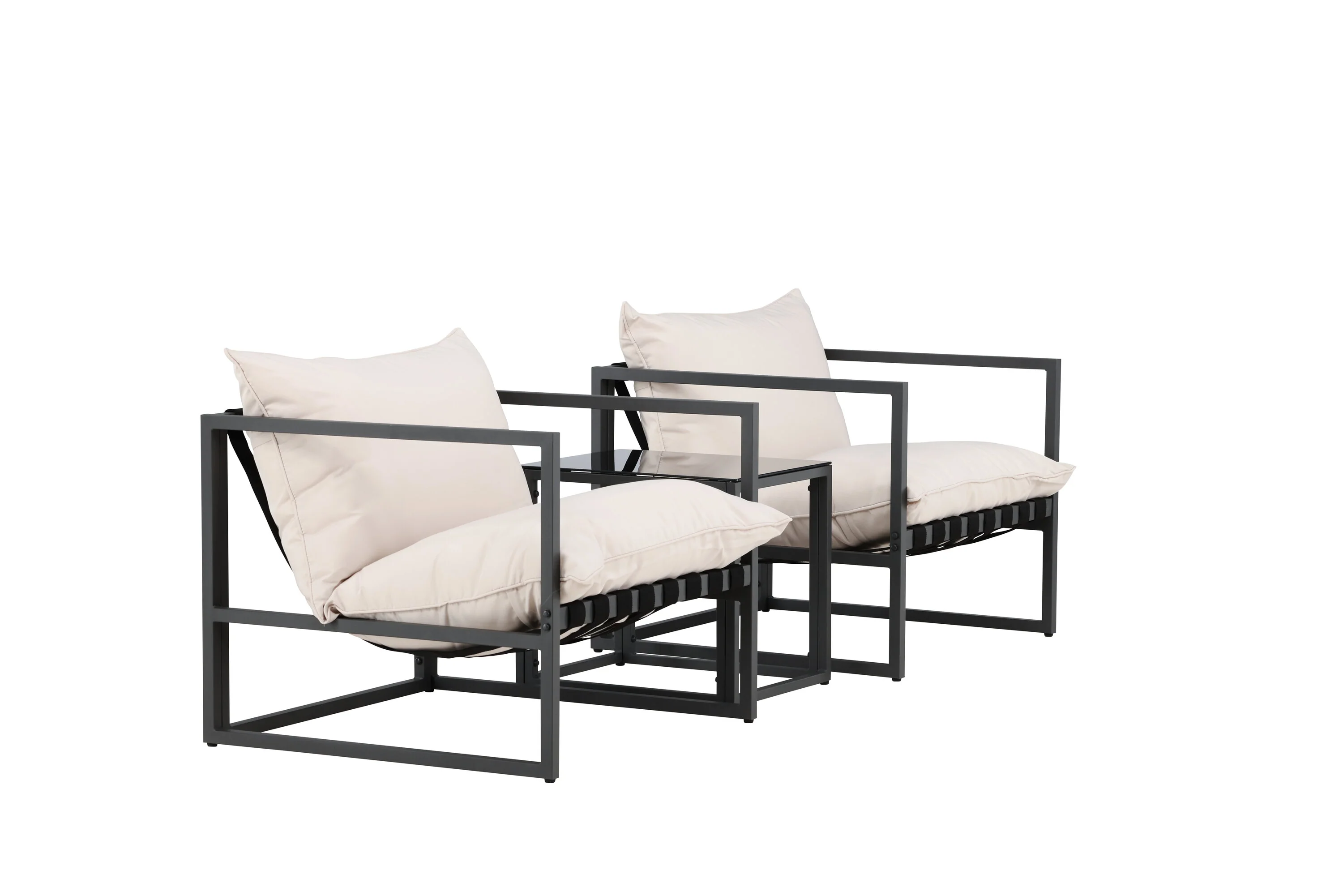 Messina Lounge Set Schwarz/Beige - Image 3