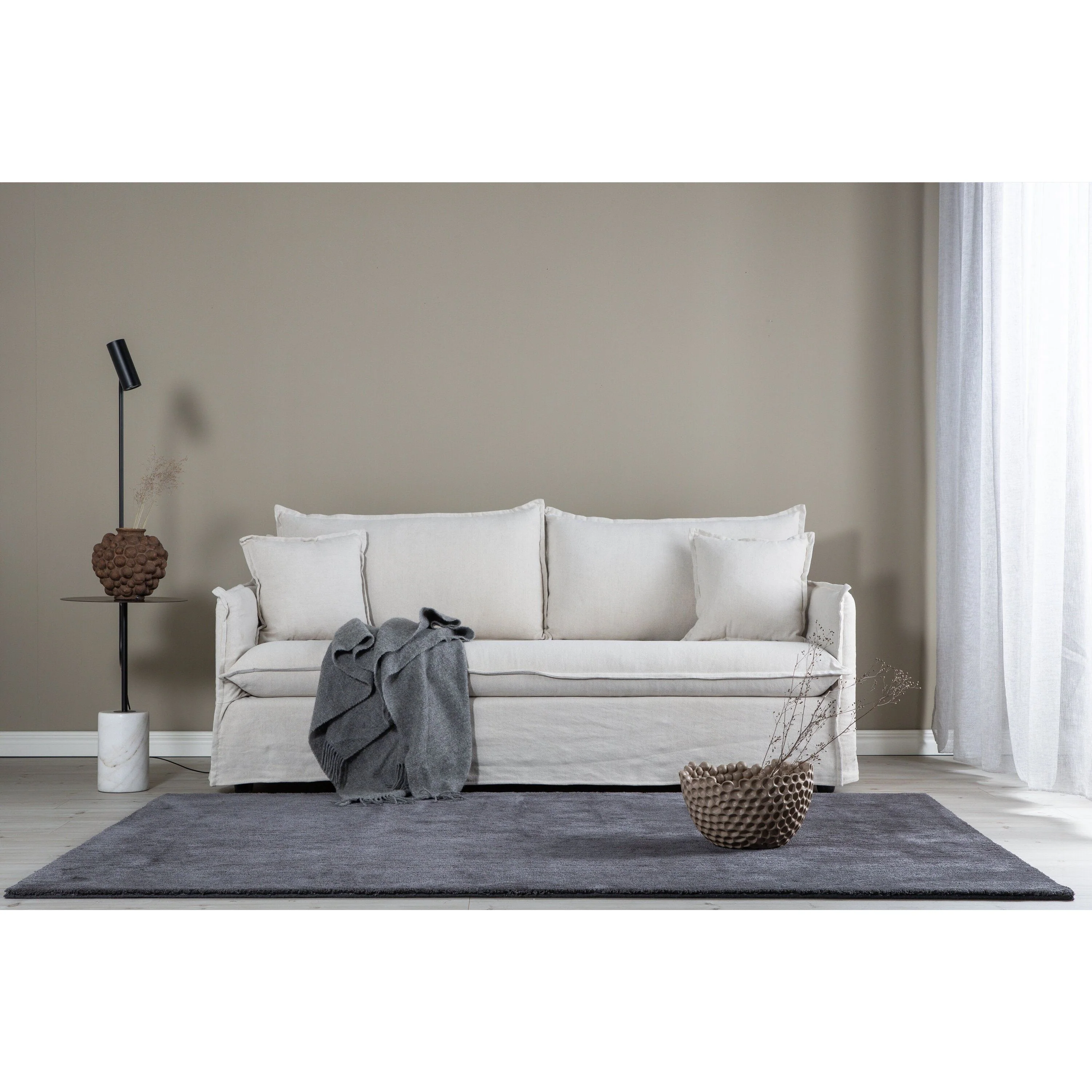 Nova 3-Sitzer Sofa - Holz / Beige Leinen - Image 2