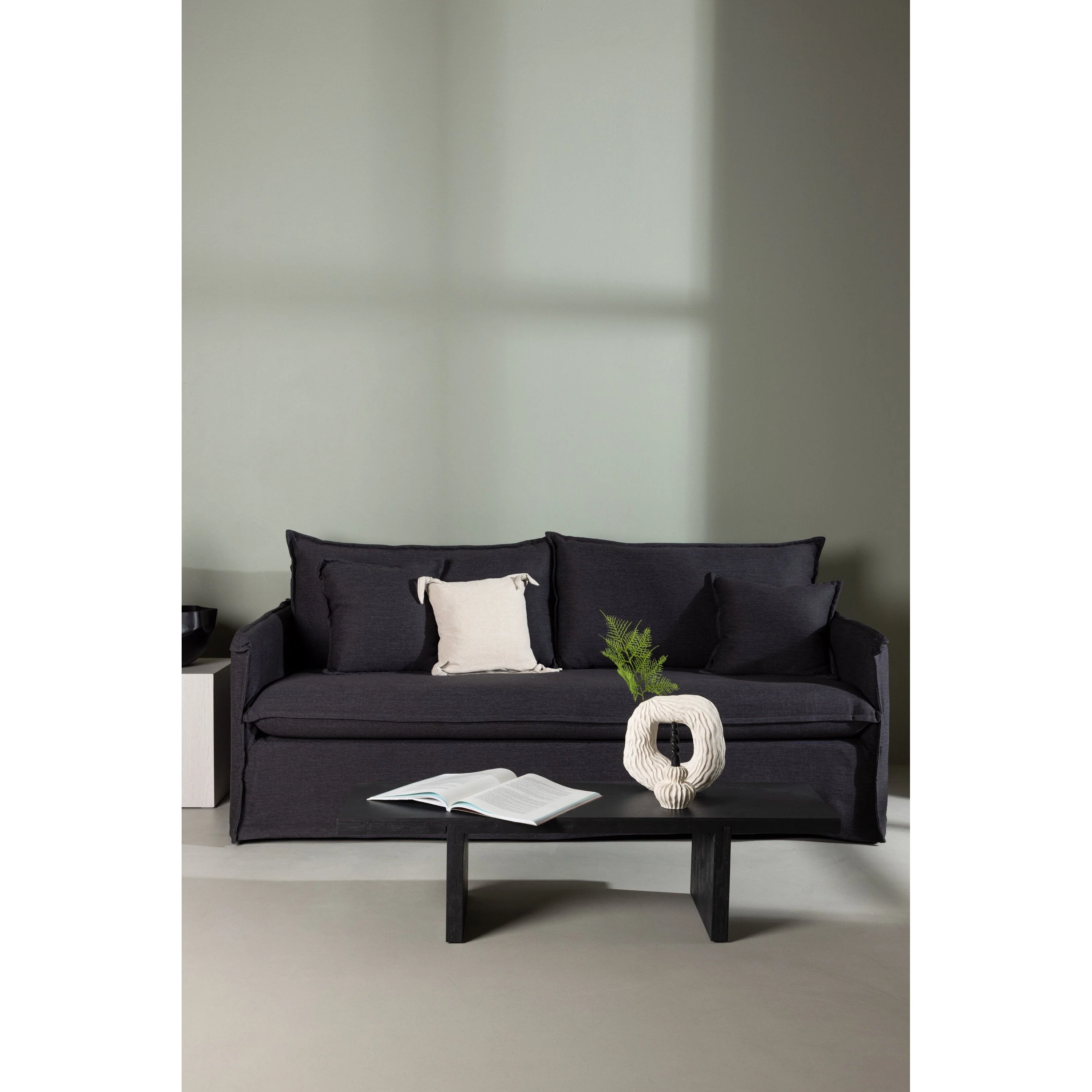 Nova 3-Sitzer Sofa Holz/ Schwarzer Stoff - Image 2