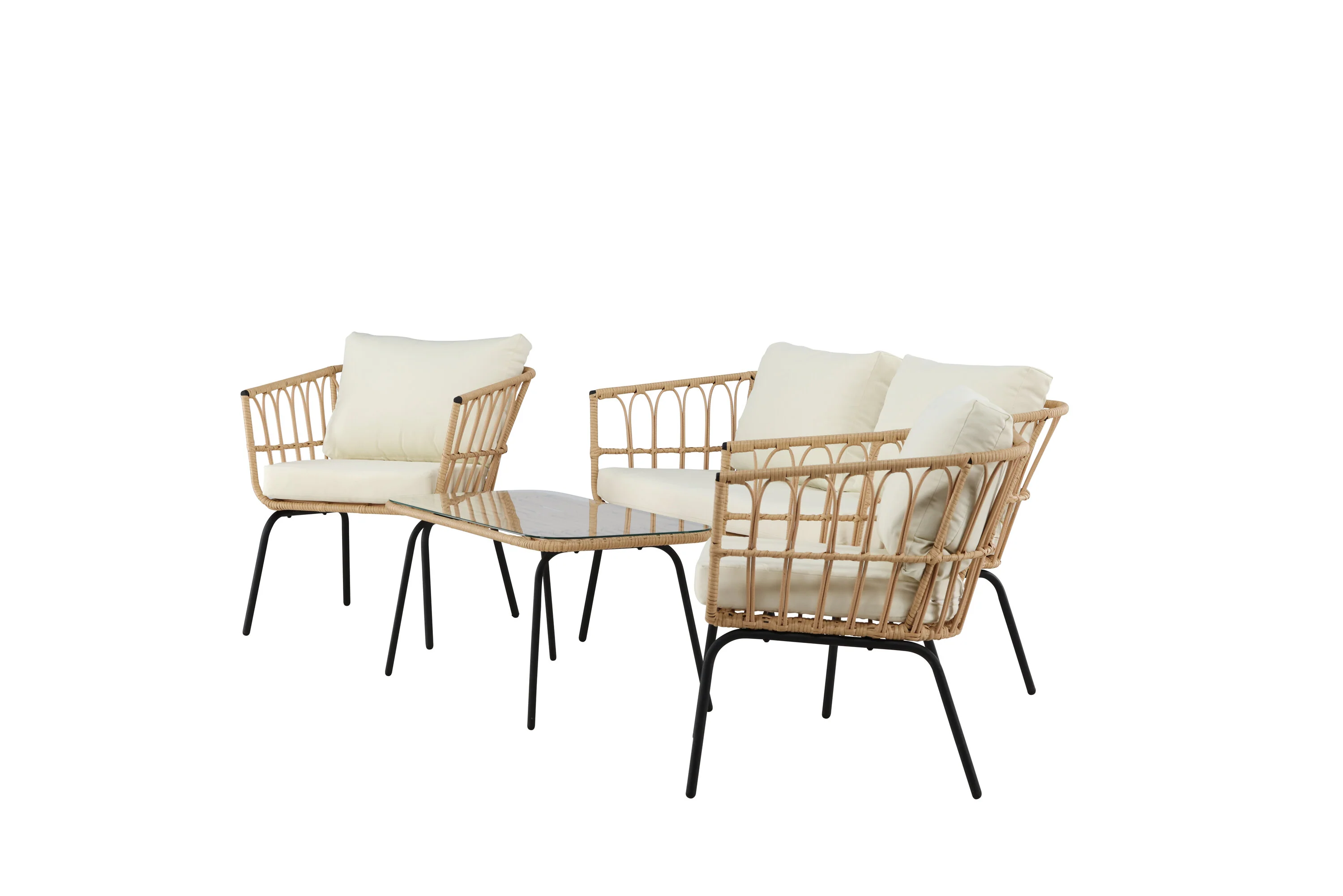 Ortigia Lounge Set Schwarz / Natur Rattan - Image 6