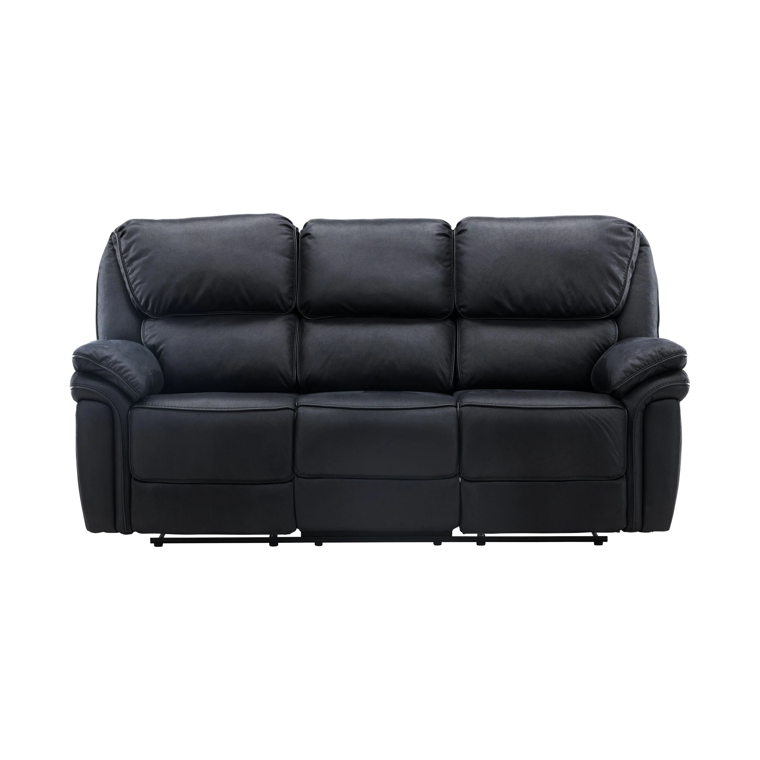 Saranda Recliner 3-Sitzer Sofa - Schwarze Mikrofaser