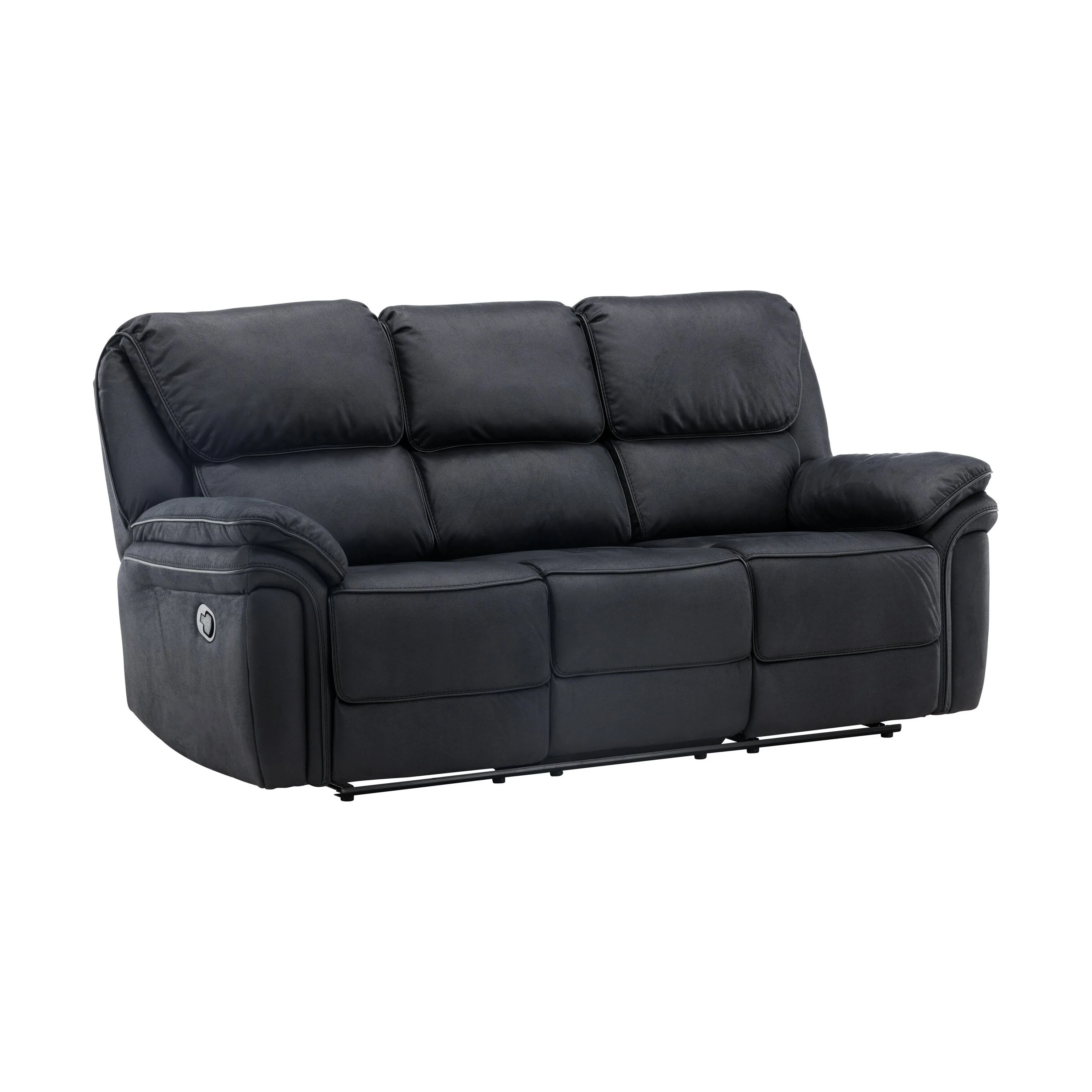 Saranda Recliner 3-Sitzer Sofa - Schwarze Mikrofaser - Image 6