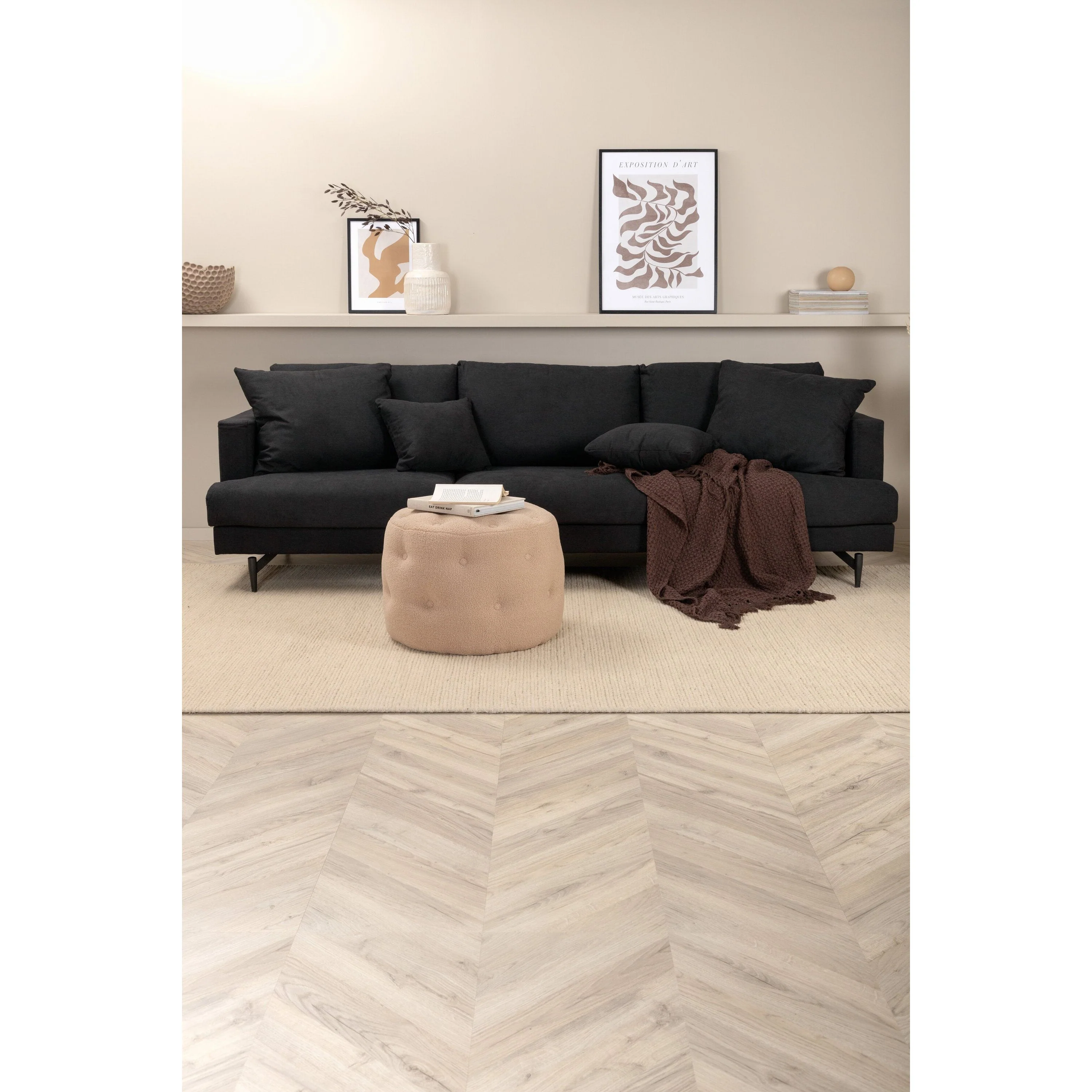 Sofia 3-Sitzer Sofa - Schwarz / Schwarzer Stoff - Image 2