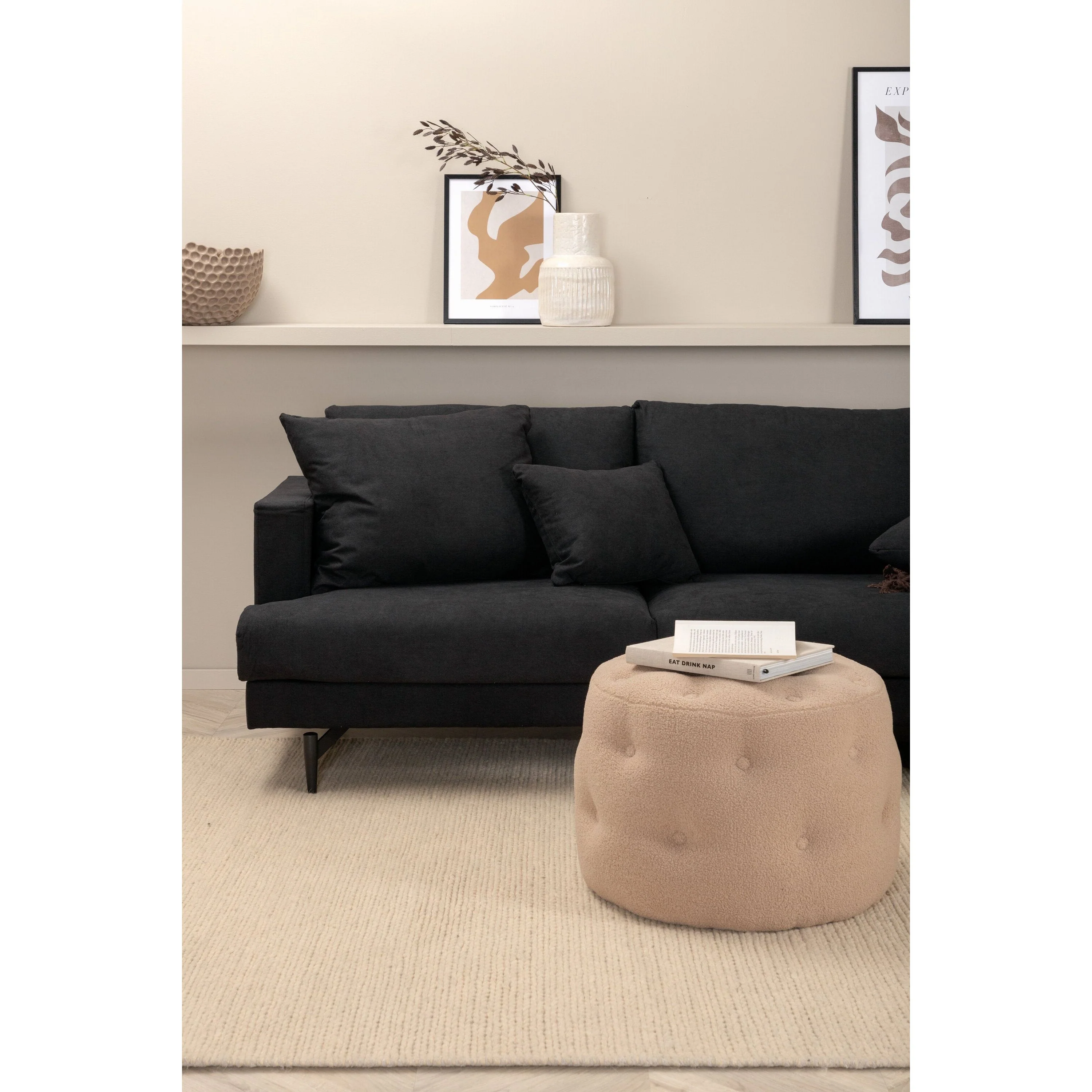 Sofia 3-Sitzer Sofa - Schwarz / Schwarzer Stoff - Image 3