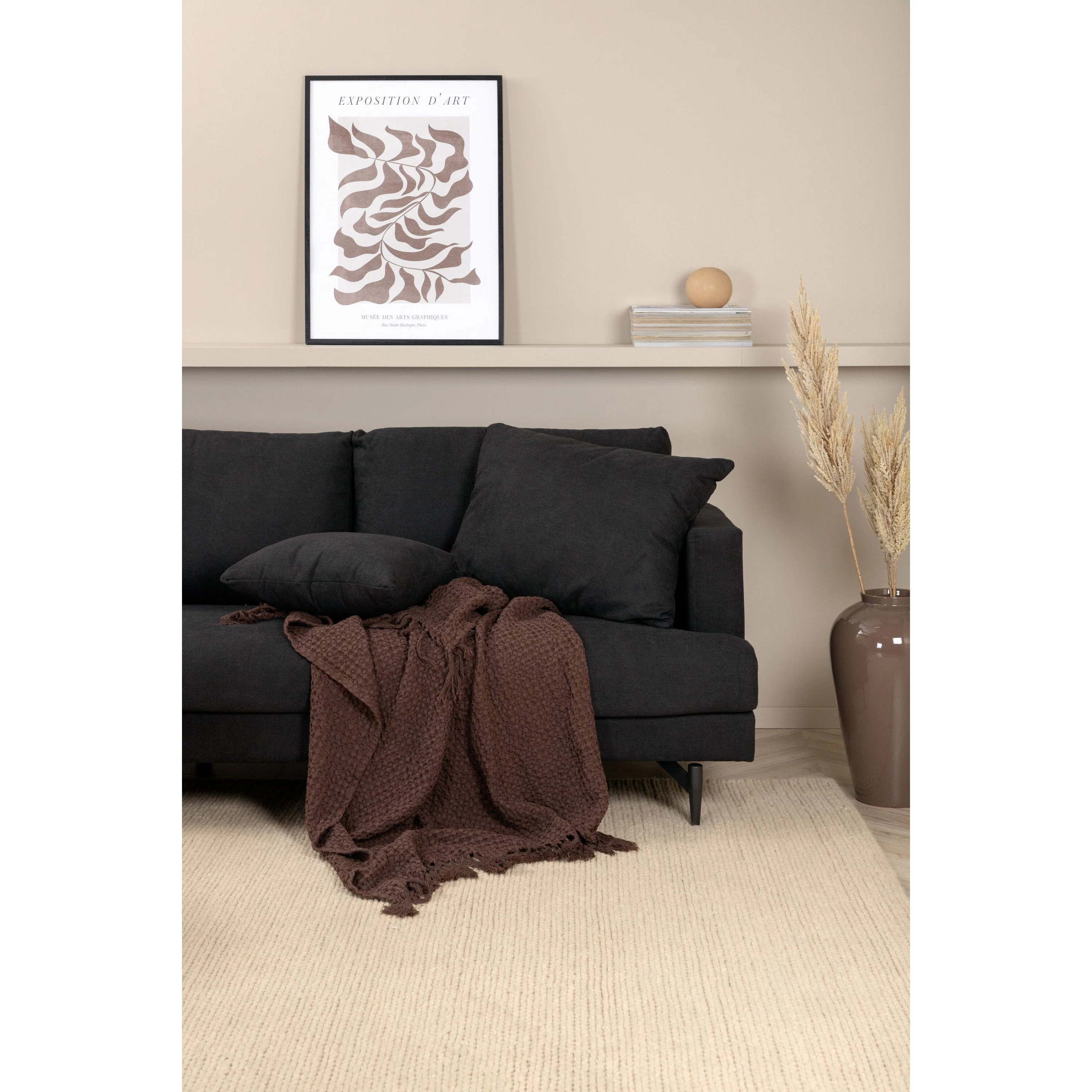 Sofia 3-Sitzer Sofa - Schwarz / Schwarzer Stoff - Image 4