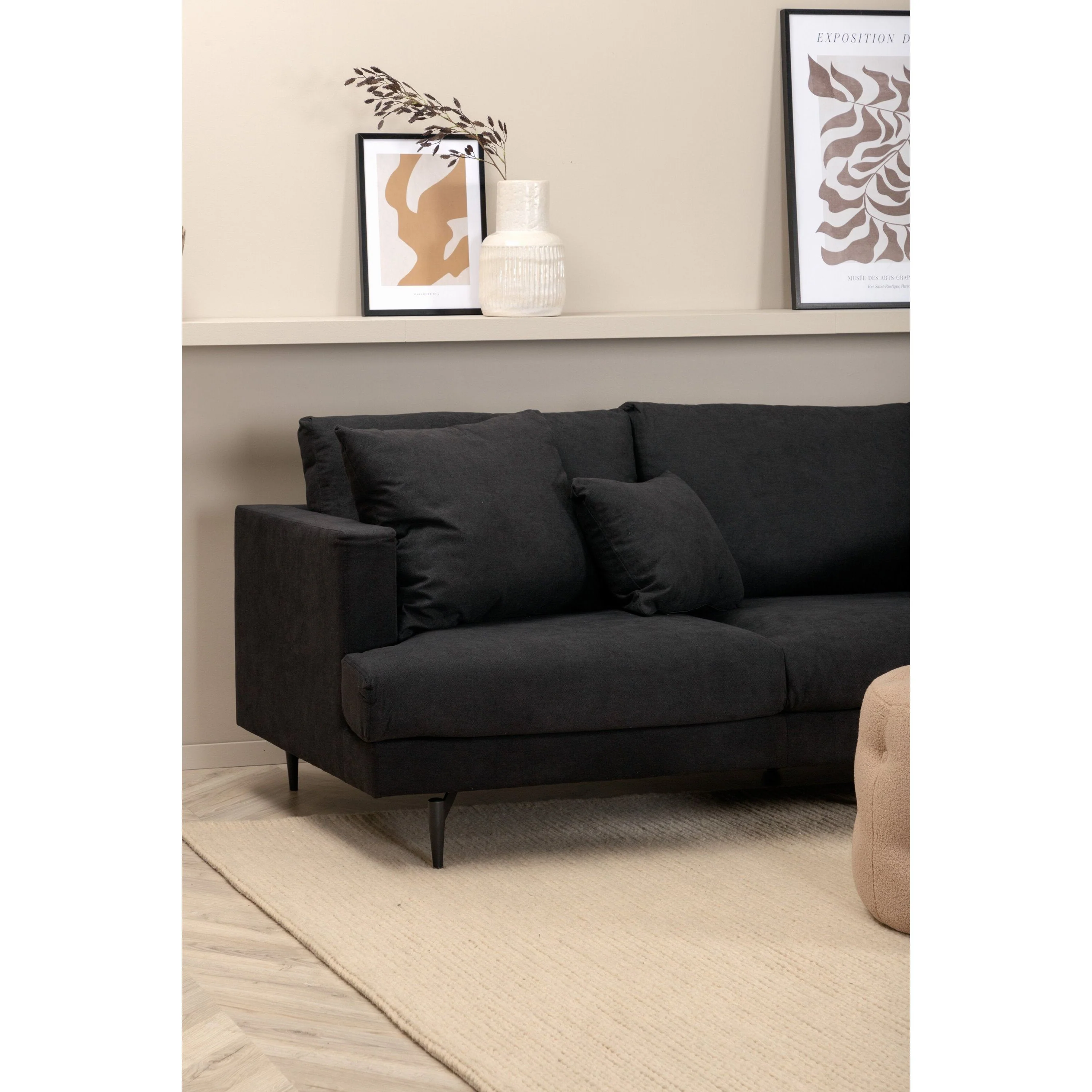 Sofia 3-Sitzer Sofa - Schwarz / Schwarzer Stoff - Image 5