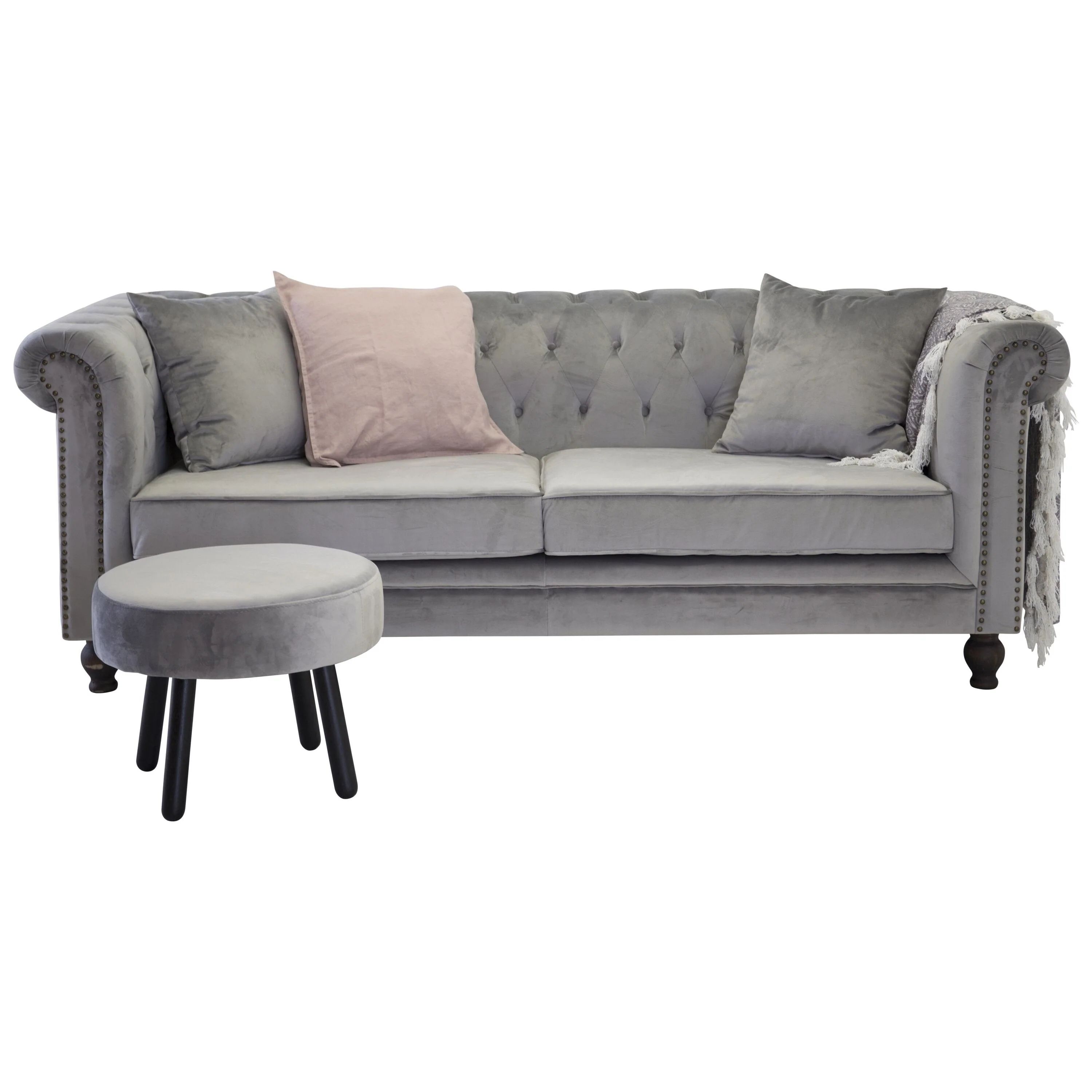 Velvet 3-Sitzer Sofa - Hellgrauer Samt