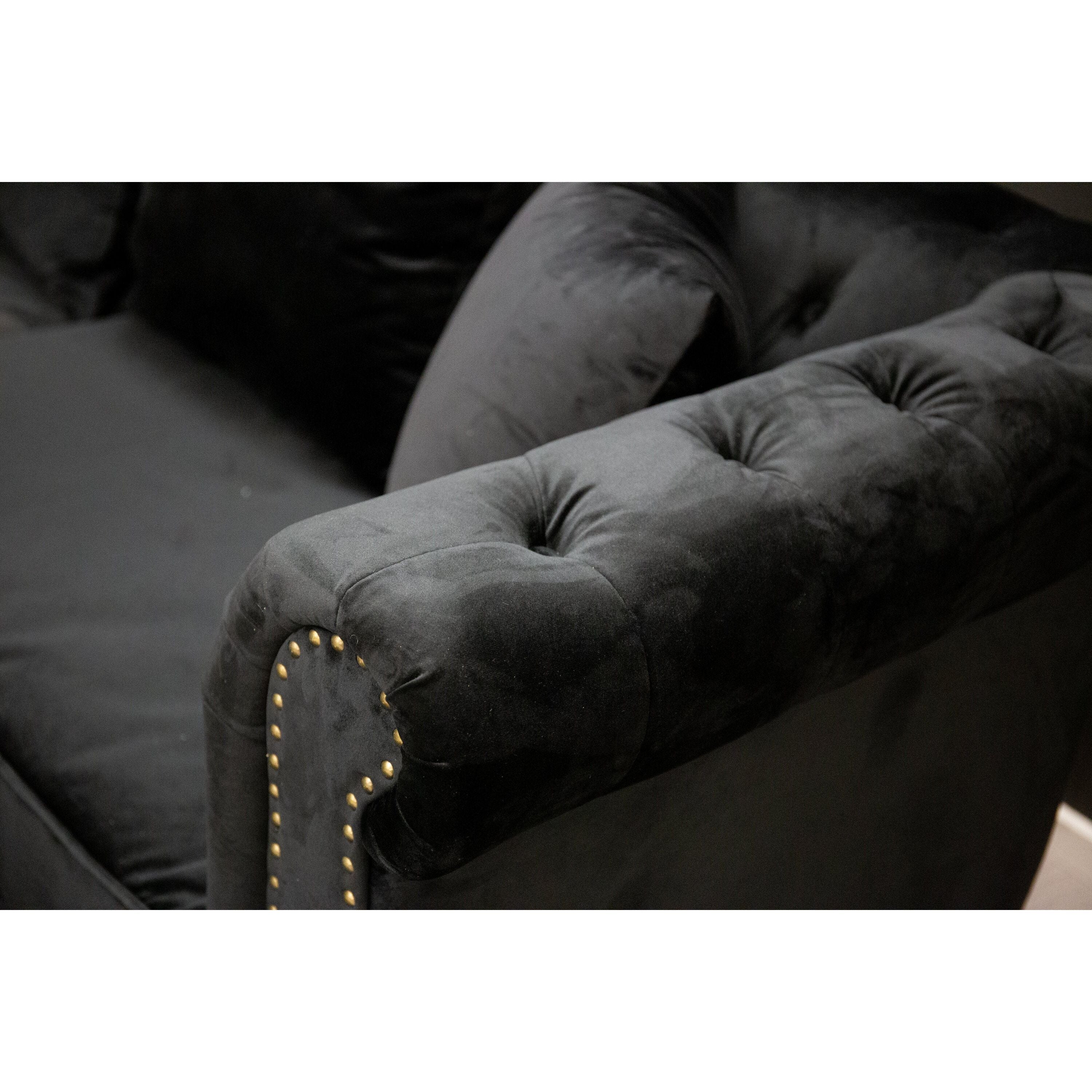 Velvet 3-Sitzer Sofa - Schwarzer Samt - Image 8