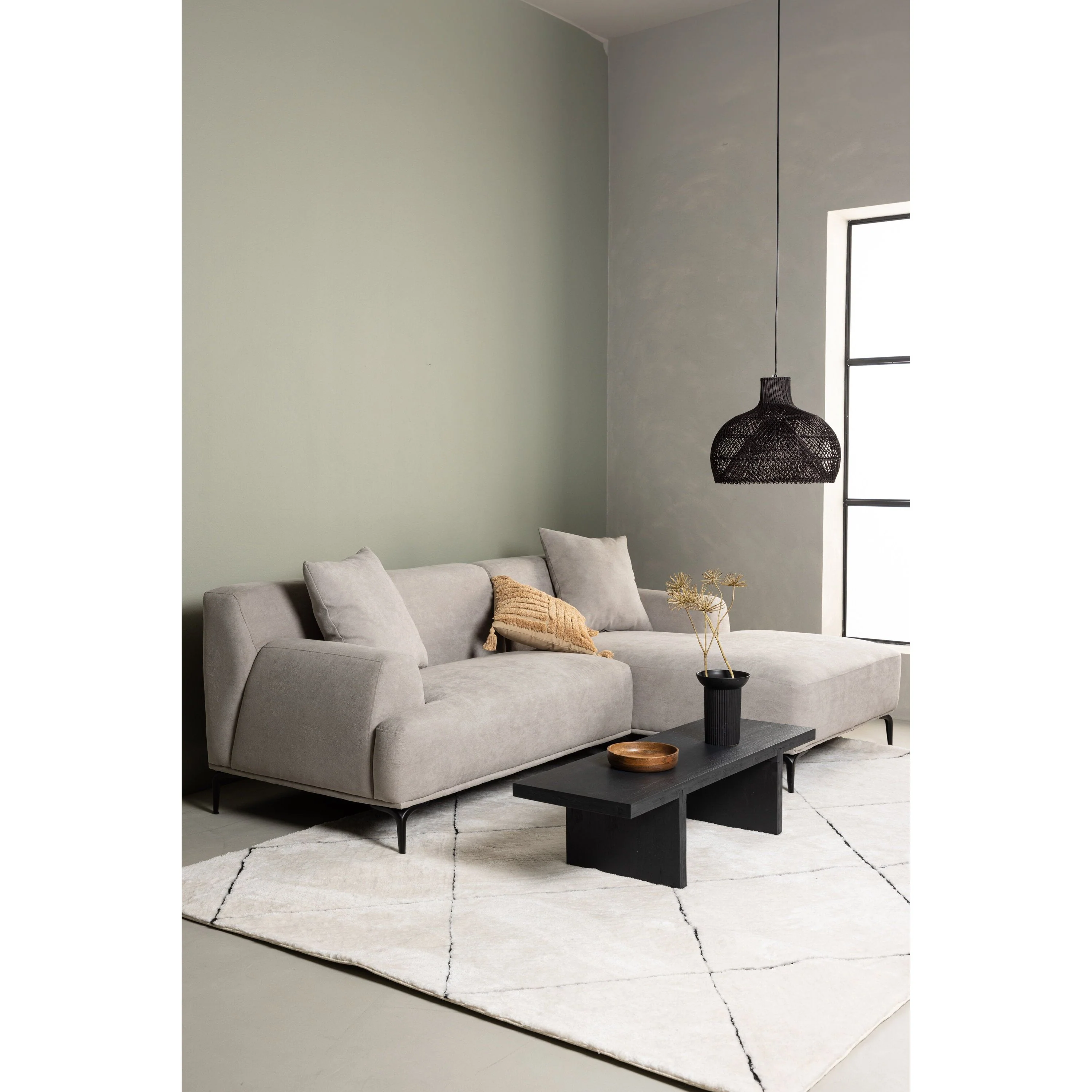 Viskan 3-Sitzer Sofa - Mattschwarz / Hellgrau Stoff - Image 2