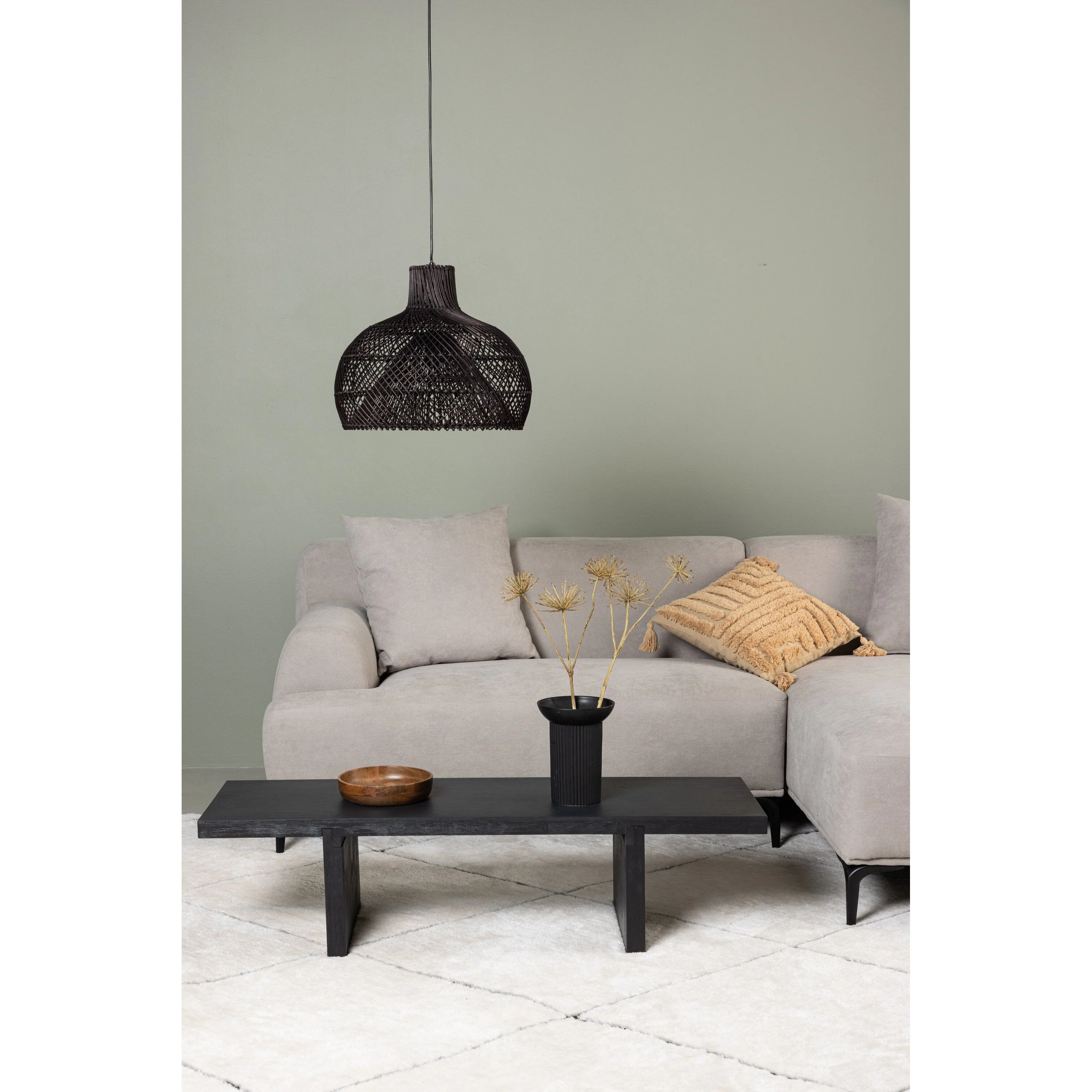 Viskan 3-Sitzer Sofa - Mattschwarz / Hellgrau Stoff - Image 3