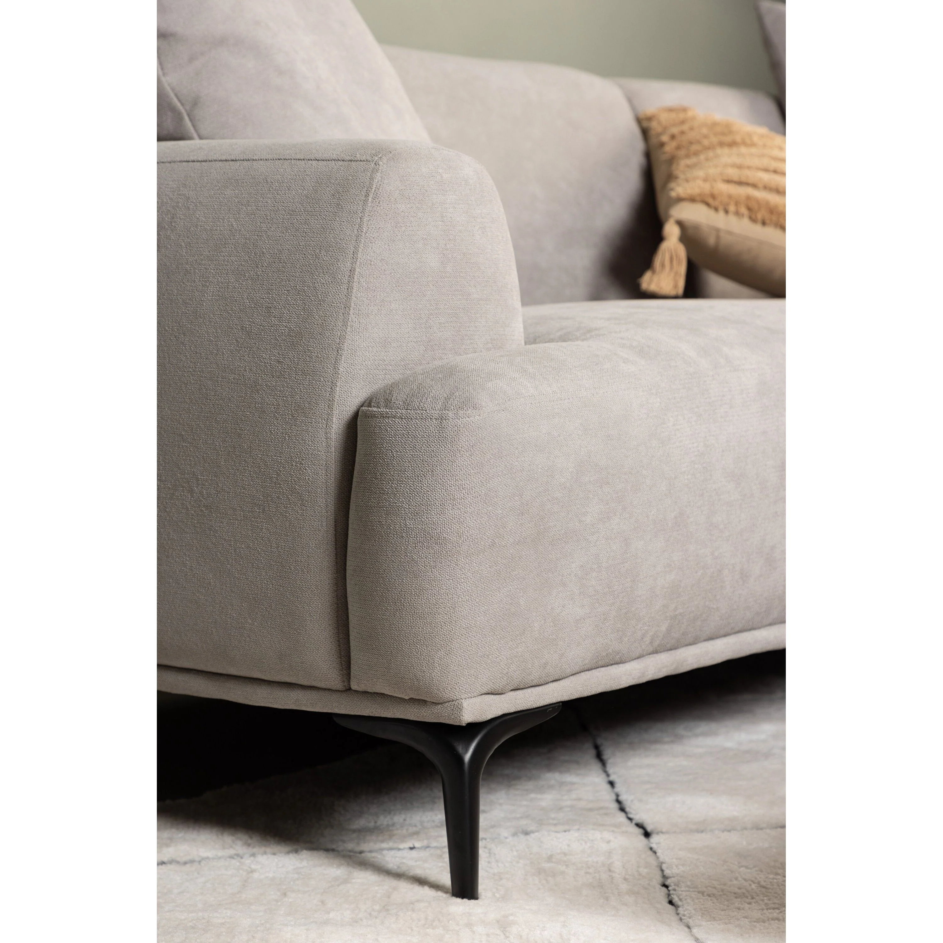 Viskan 3-Sitzer Sofa - Mattschwarz / Hellgrau Stoff - Image 6