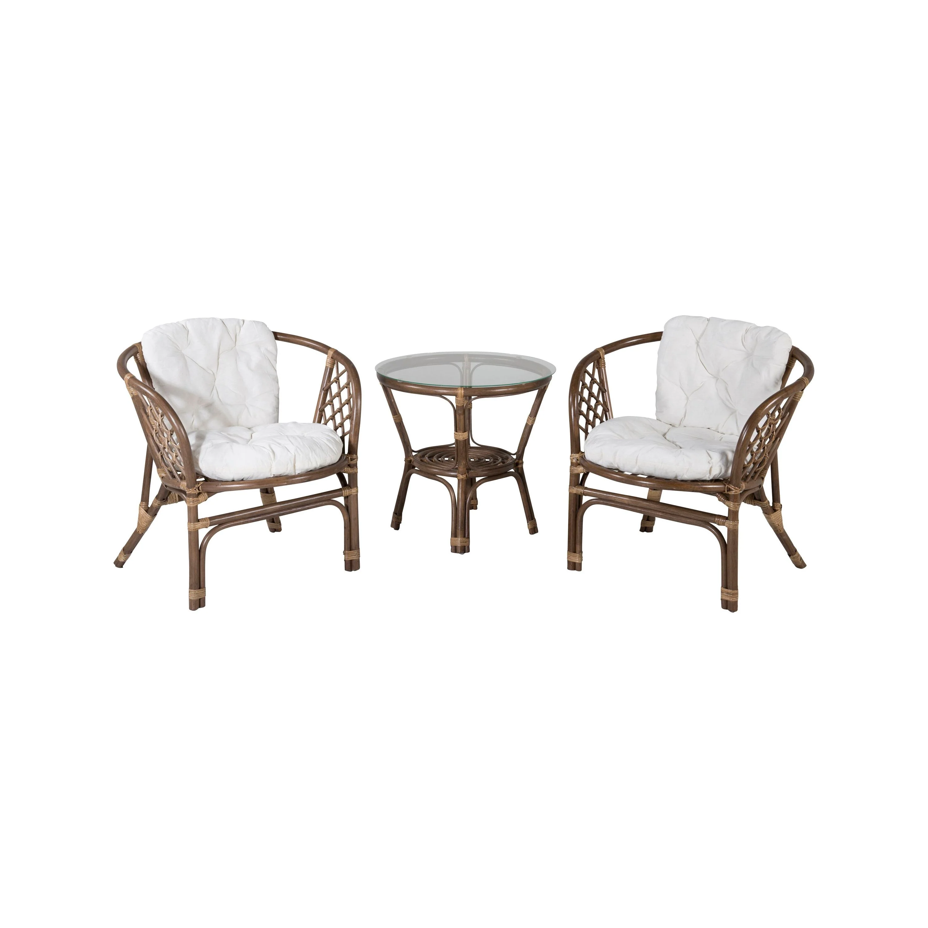Wera Café Garnitur Rattan / Offwhite Kissen