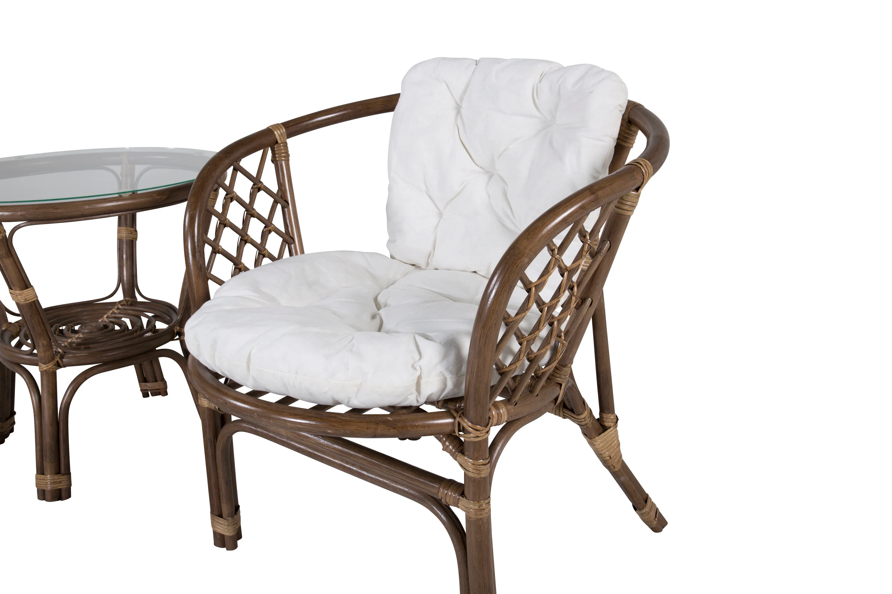 Wera Café Garnitur Rattan / Offwhite Kissen - Image 5
