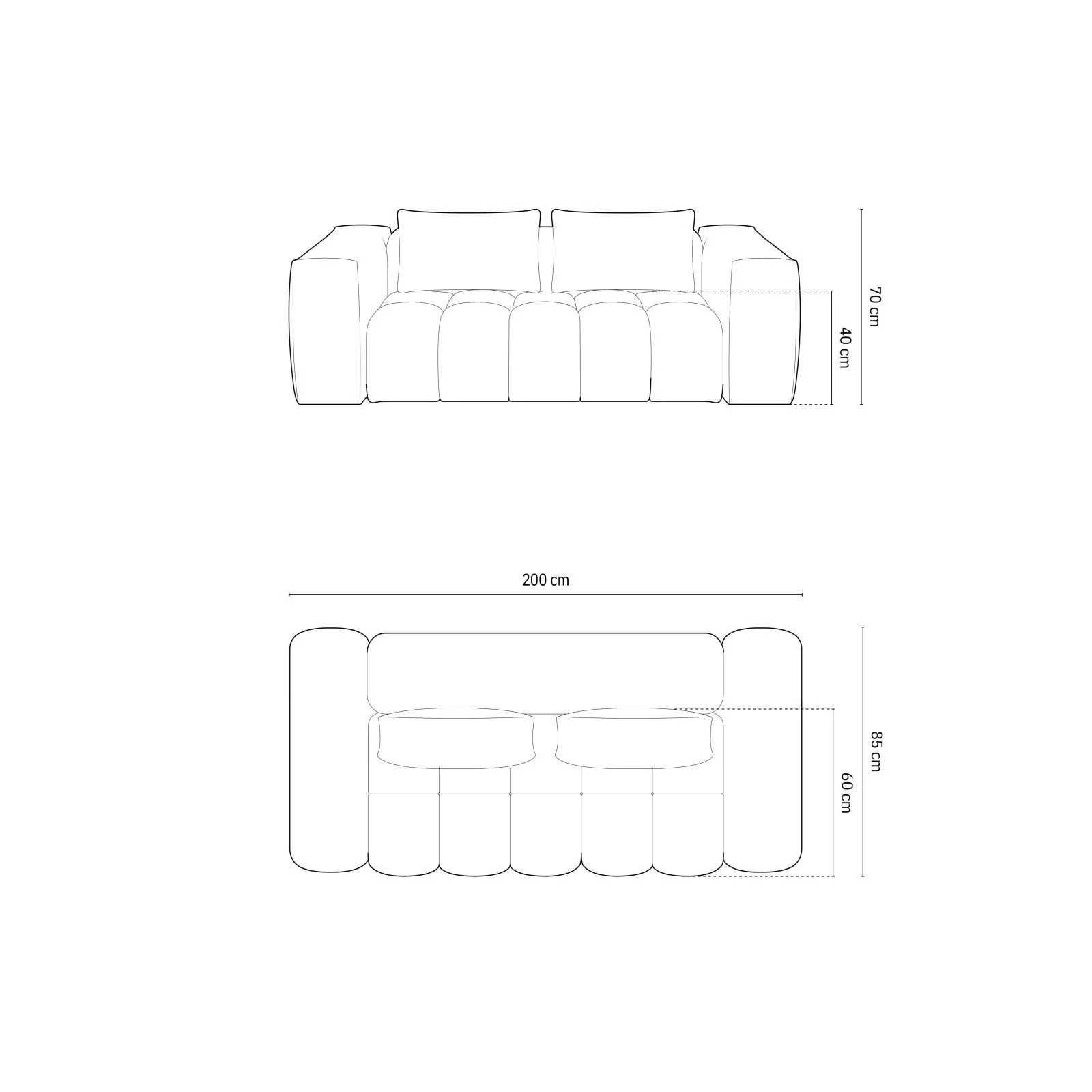 Verona 3-Sitzer Sofa aus Samt oder Strukturstoff, 200x85 cm - Image 92
