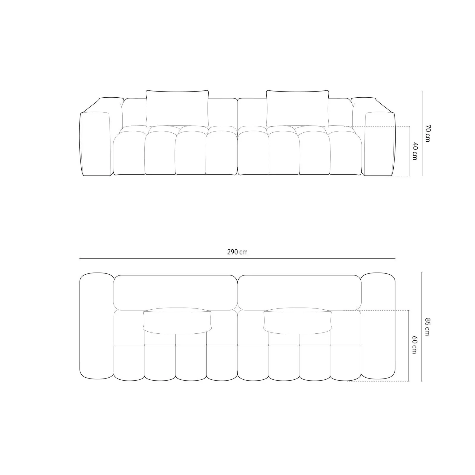 Verona 5-Sitzer Sofa aus Samt oder Strukturstoff, 290x85 cm - Image 71