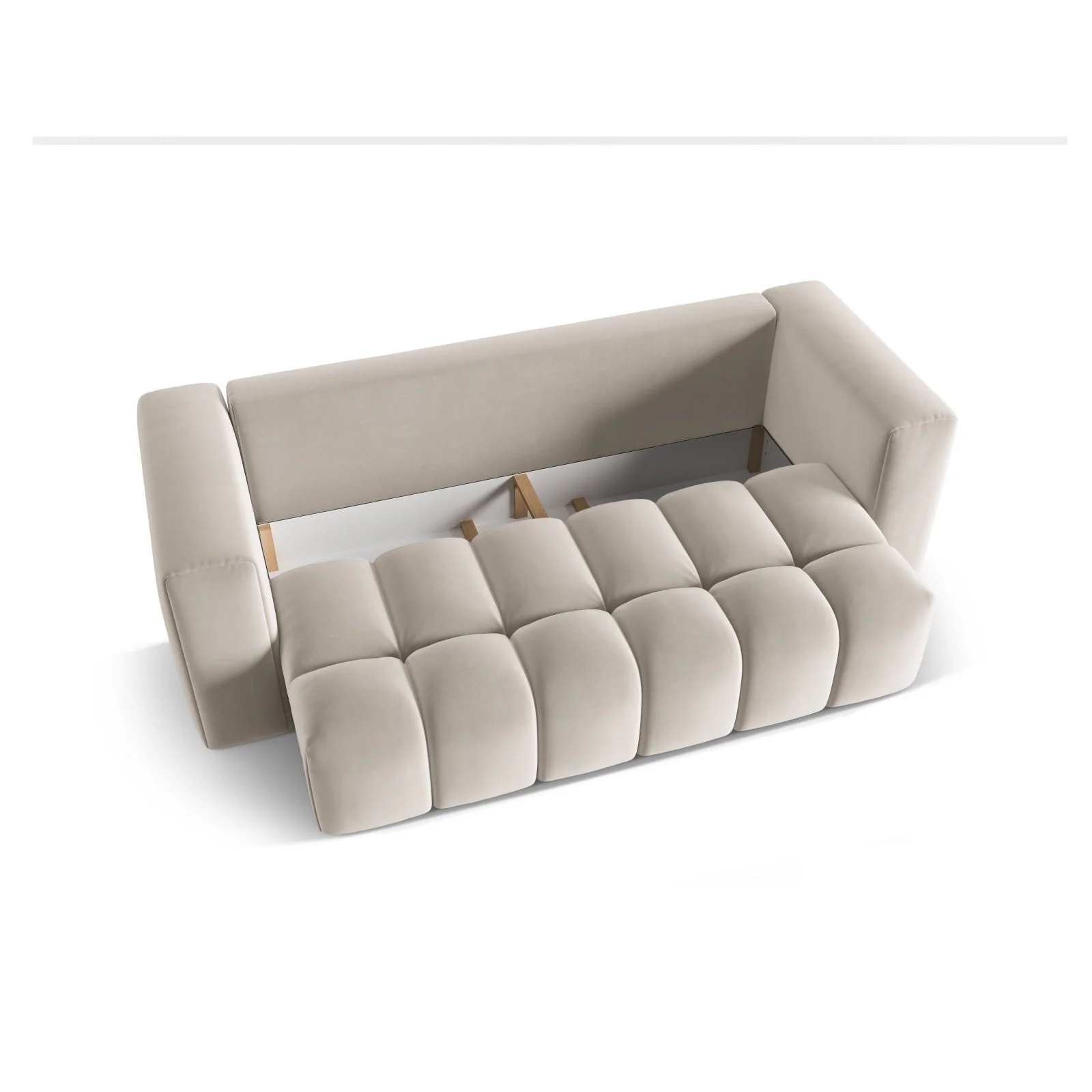 Verona Modulares 3-Sitzer Sofa aus Samt oder Strukturstoff, 252x98 cm - Image 4