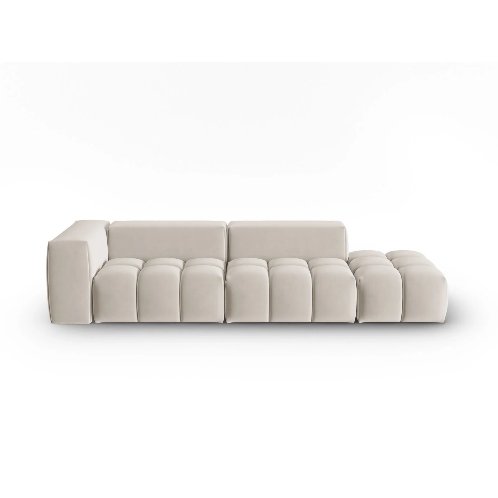 Verona Modulares 4-Sitzer Sofa, Rechte Seite, aus Samt oder Strukturstoff, 265x85 cm