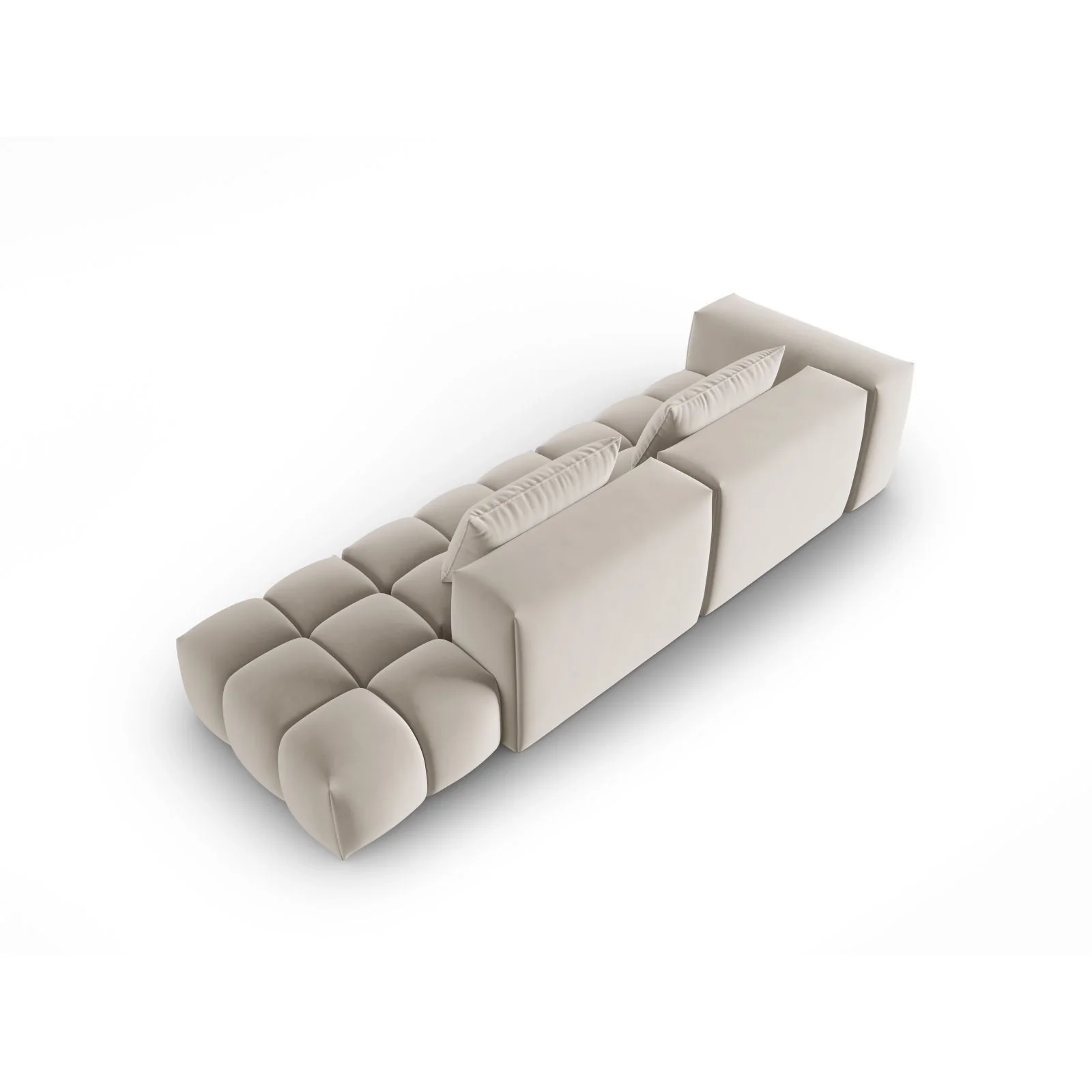 Verona Modulares 4-Sitzer Sofa, Rechte Seite, aus Samt oder Strukturstoff, 265x85 cm - Image 4