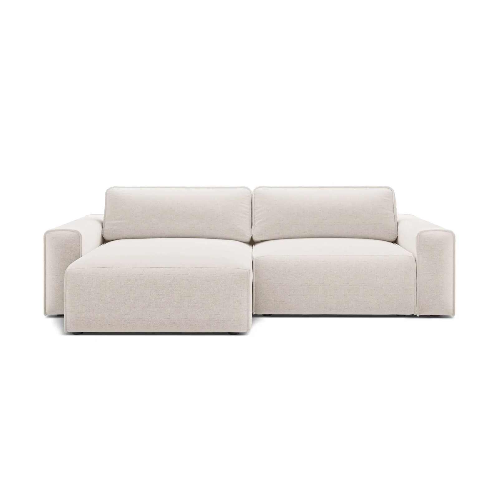 Victor 3-Sitzer Ecksofa, Linke Seite, ausziehbar mit Schlaffunktion und Bettkasten, aus Samt oder Strukturstoff, 246x148 cm