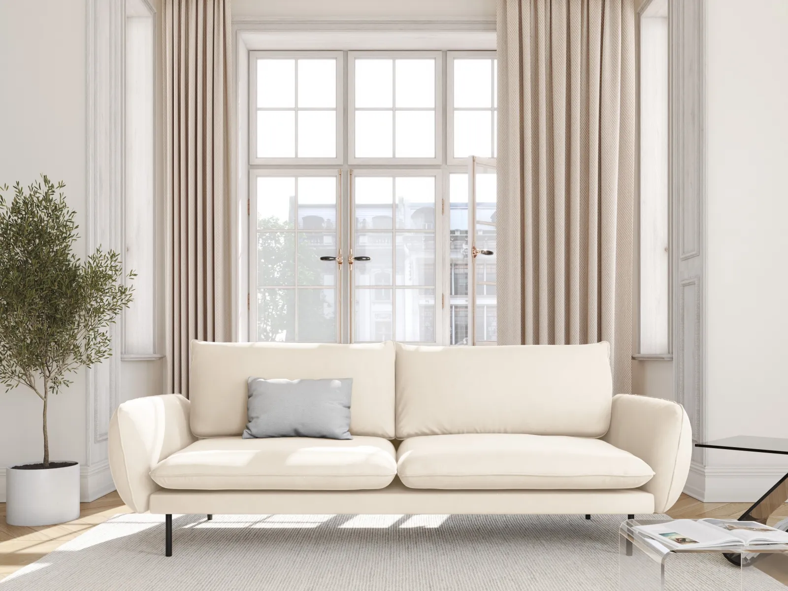 Vienna 3-Sitzer Sofa aus Samt, Boucle oder Strukturstoff, 200x92x95 cm - Image 58