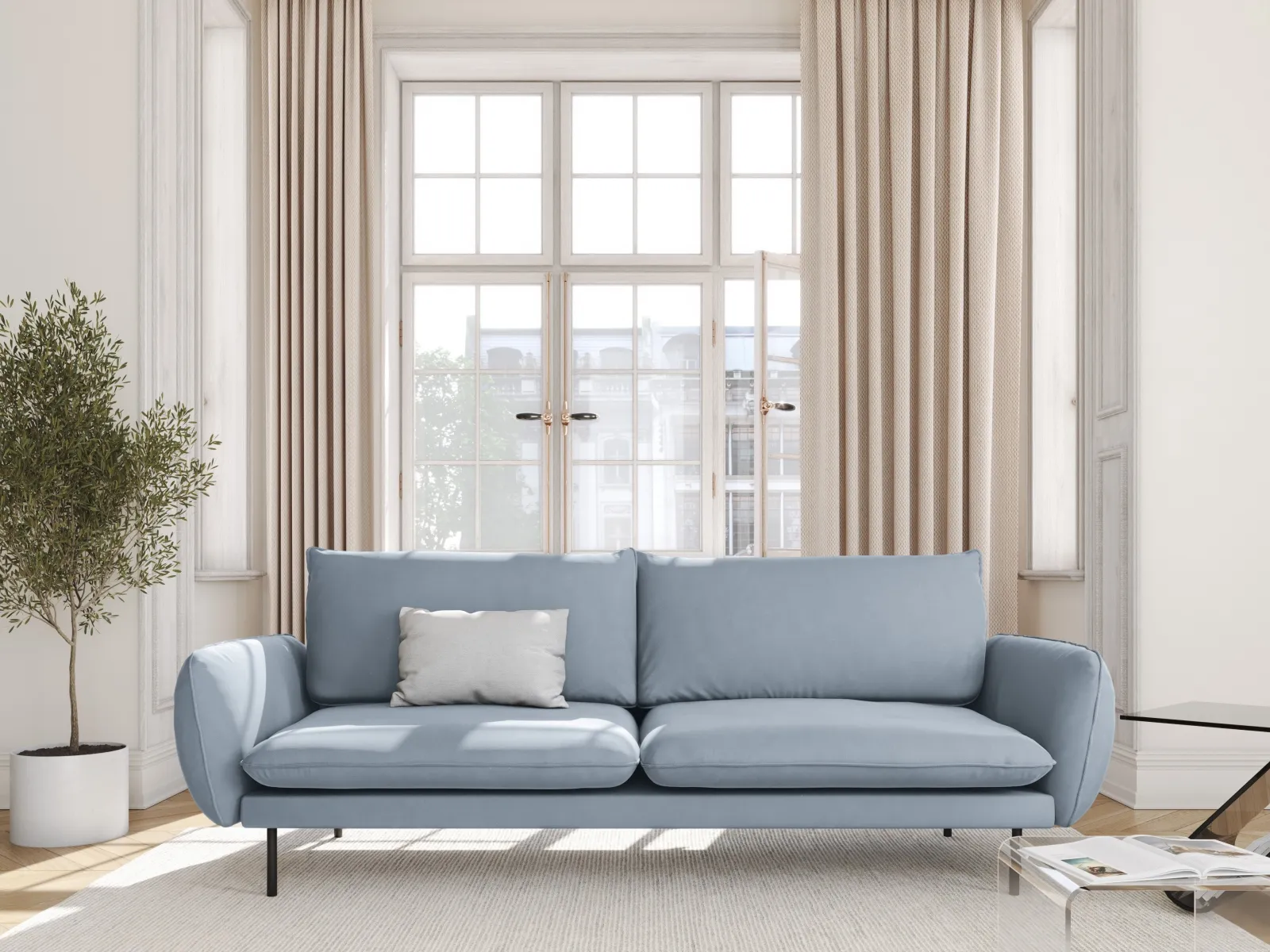 Vienna 3-Sitzer Sofa aus Samt, Boucle oder Strukturstoff, 200x92x95 cm - Image 65