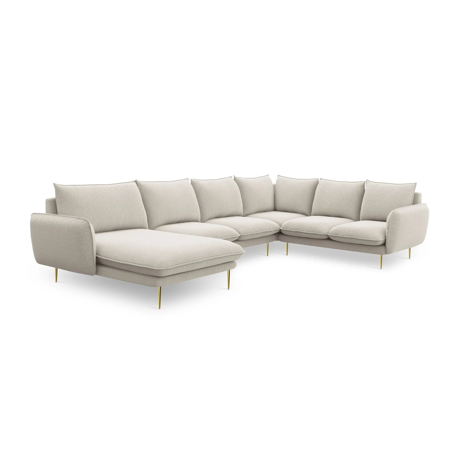 Vienna 7-Sitzer Panorama Ecksofa, Rechte Seite, aus Samt oder Strukturstoff, 330x235x95 cm - Image 101