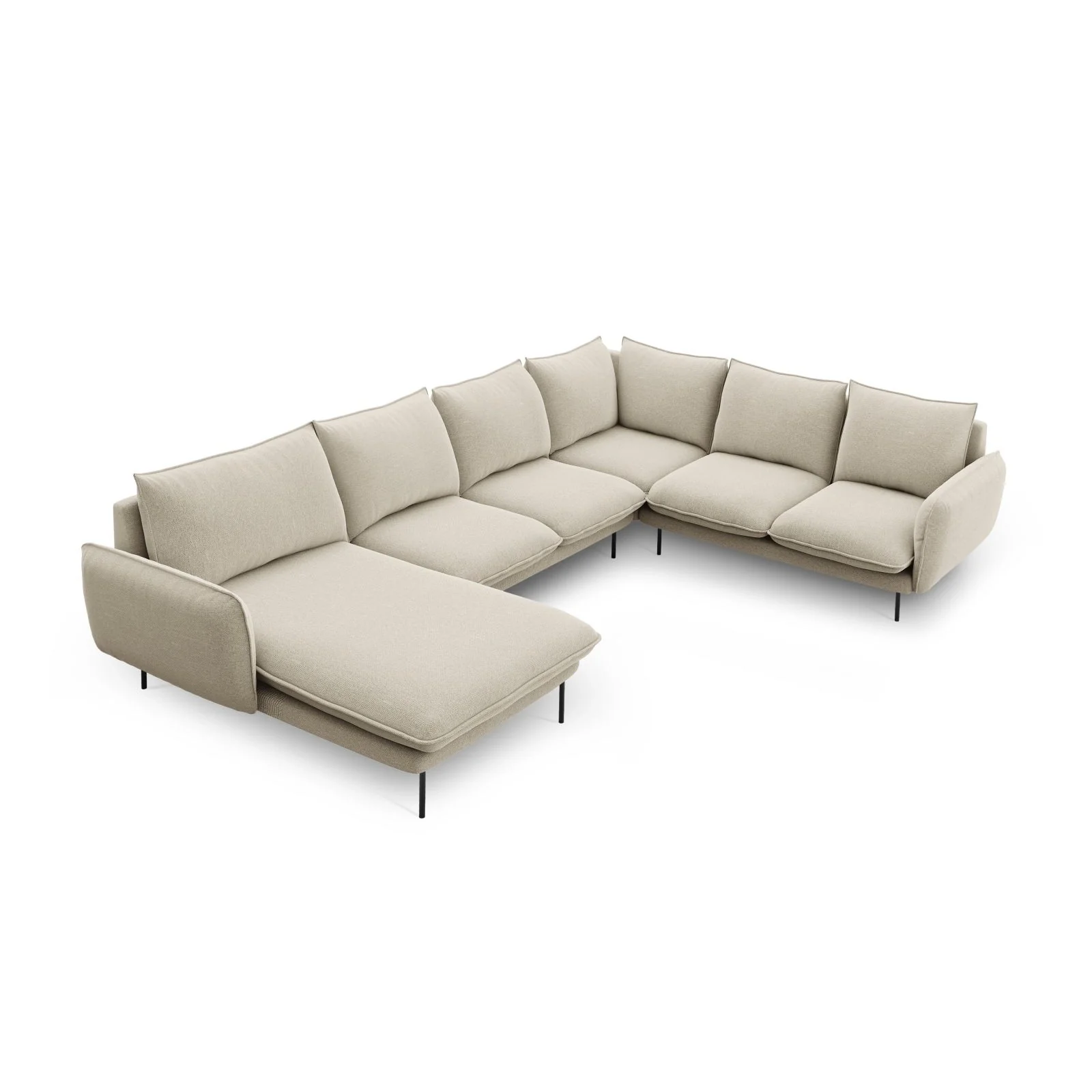 Vienna 7-Sitzer Panorama Ecksofa, Rechte Seite, aus Samt oder Strukturstoff, 330x235x95 cm - Image 131