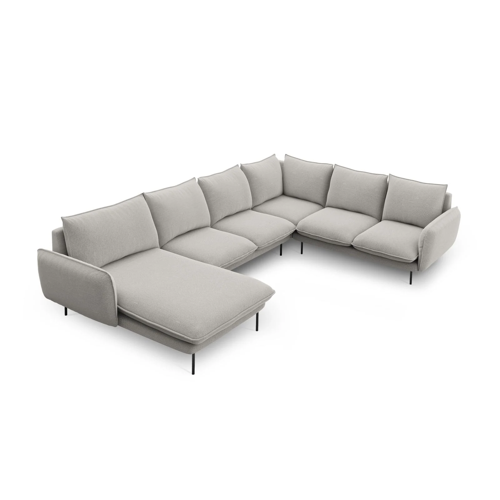 Vienna 7-Sitzer Panorama Ecksofa, Rechte Seite, aus Samt oder Strukturstoff, 330x235x95 cm - Image 138