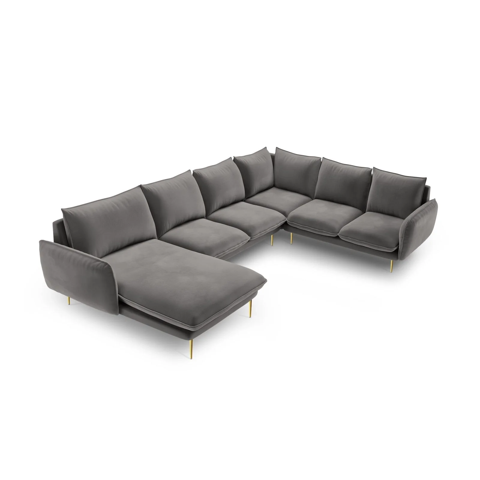 Vienna 7-Sitzer Panorama Ecksofa, Rechte Seite, aus Samt oder Strukturstoff, 330x235x95 cm - Image 31