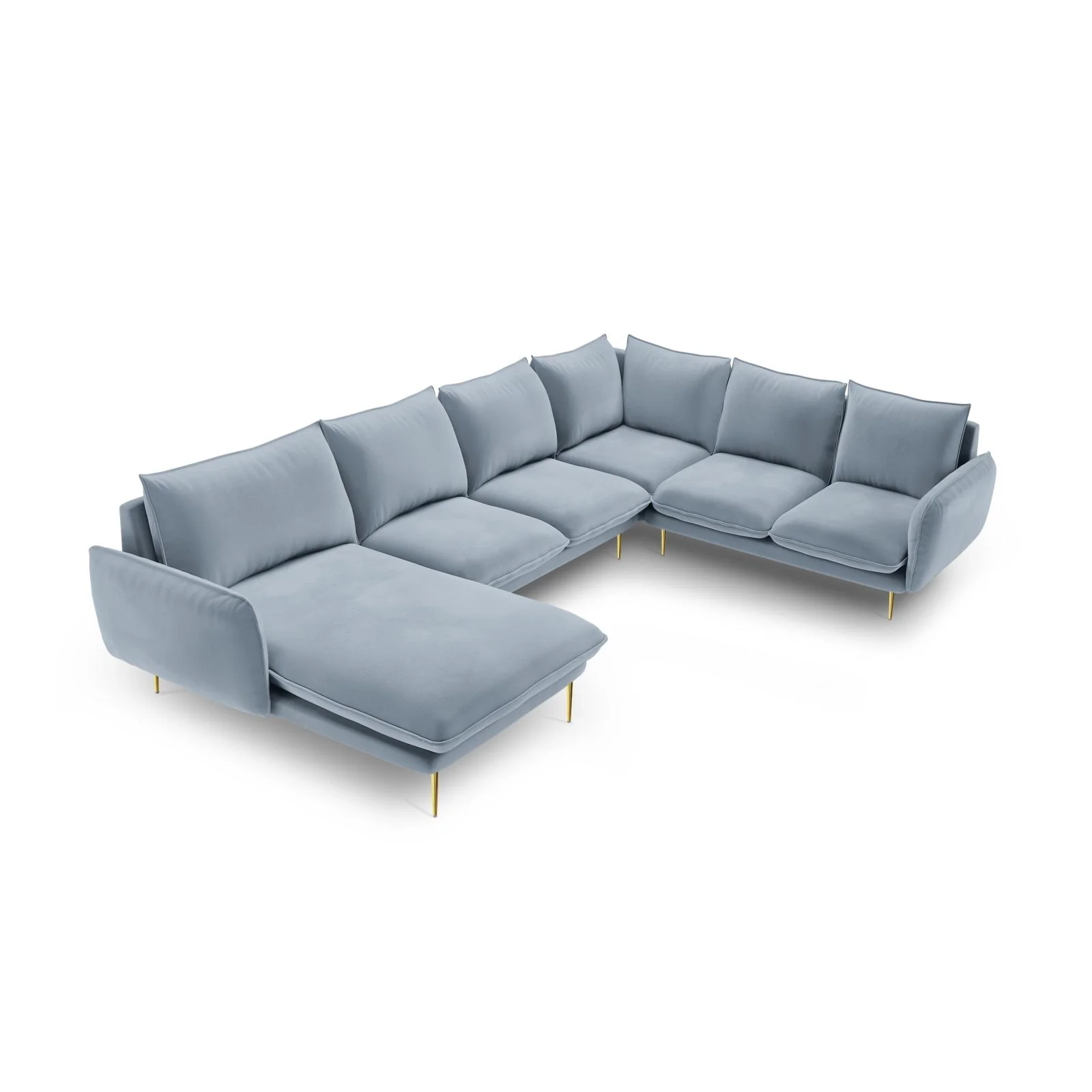 Vienna 7-Sitzer Panorama Ecksofa, Rechte Seite, aus Samt oder Strukturstoff, 330x235x95 cm - Image 7