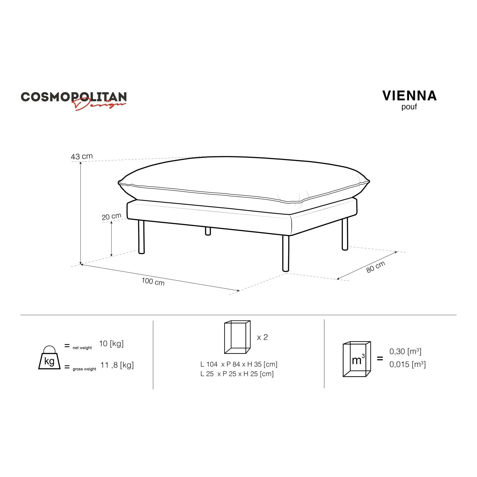Vienna Pouf aus Samt, Boucle oder Strukturstoff, 93x73x43 cm - Image 10