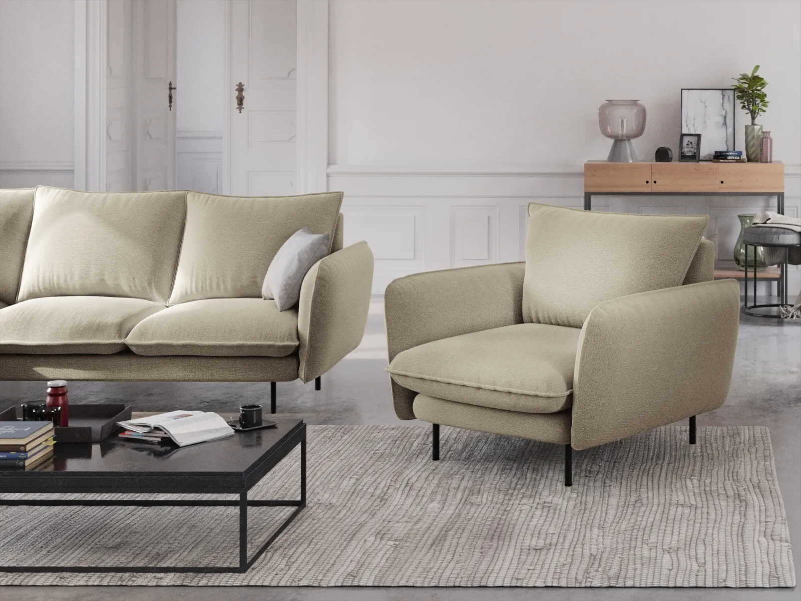 Vienna Sessel aus Samt, Boucle oder Strukturstoff, 97x94x95 cm - Image 154