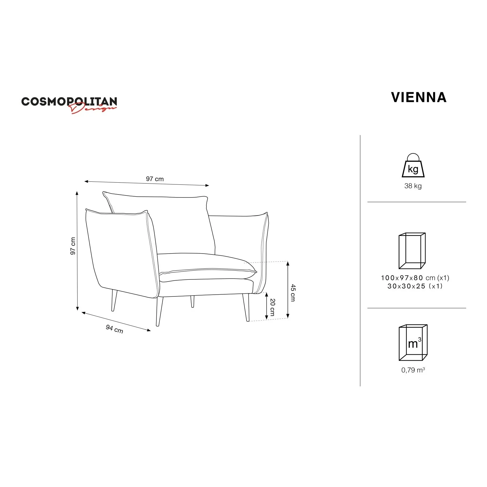 Vienna Sessel aus Samt, Boucle oder Strukturstoff, 97x94x95 cm - Image 181