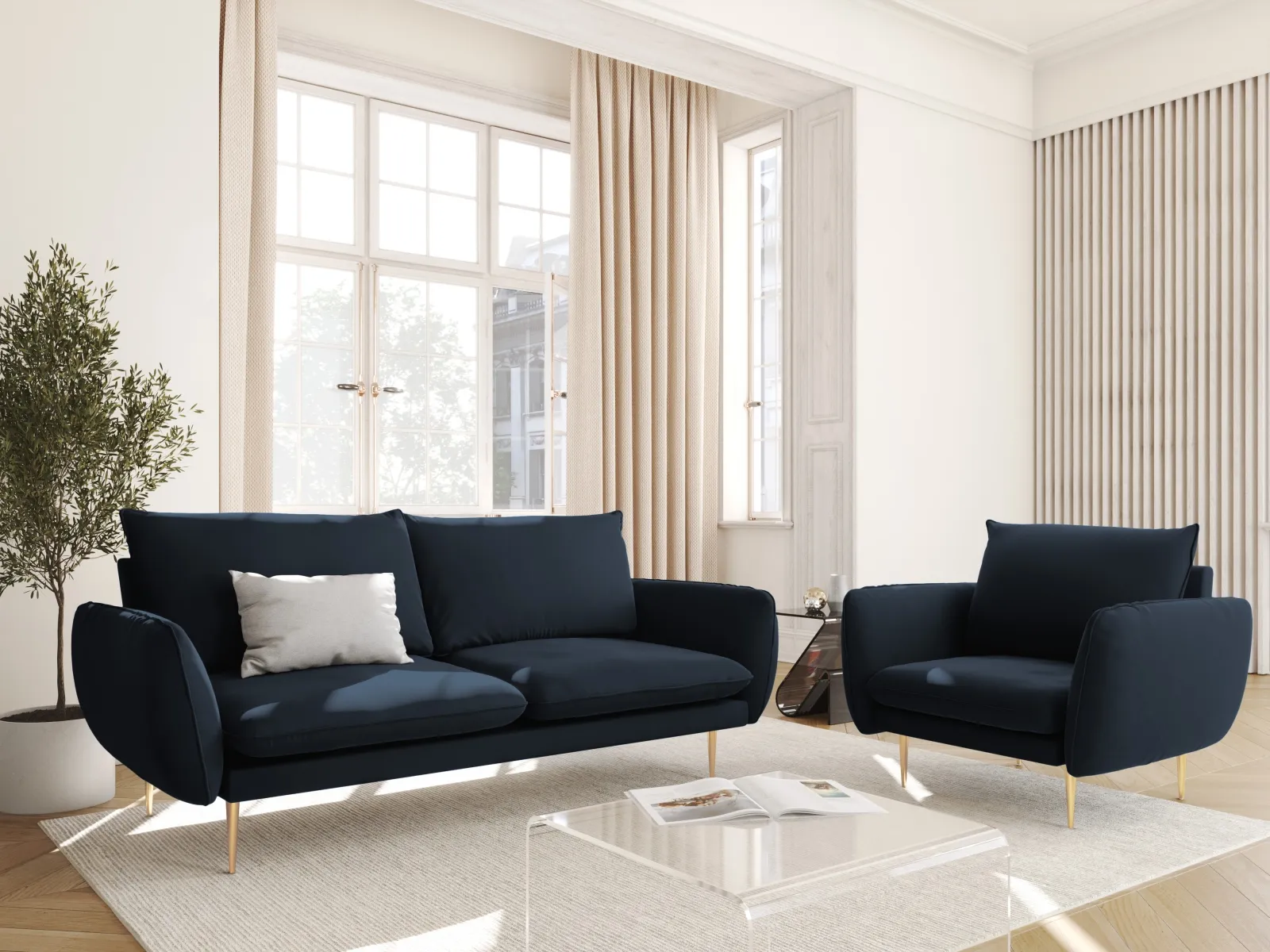 Vienna Sessel aus Samt, Boucle oder Strukturstoff, 97x94x95 cm - Image 26