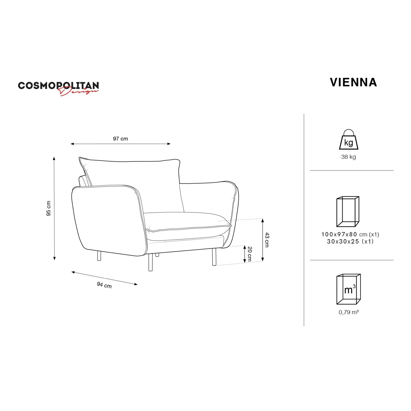 Vienna Sessel aus Samt, Boucle oder Strukturstoff, 97x94x95 cm - Image 43