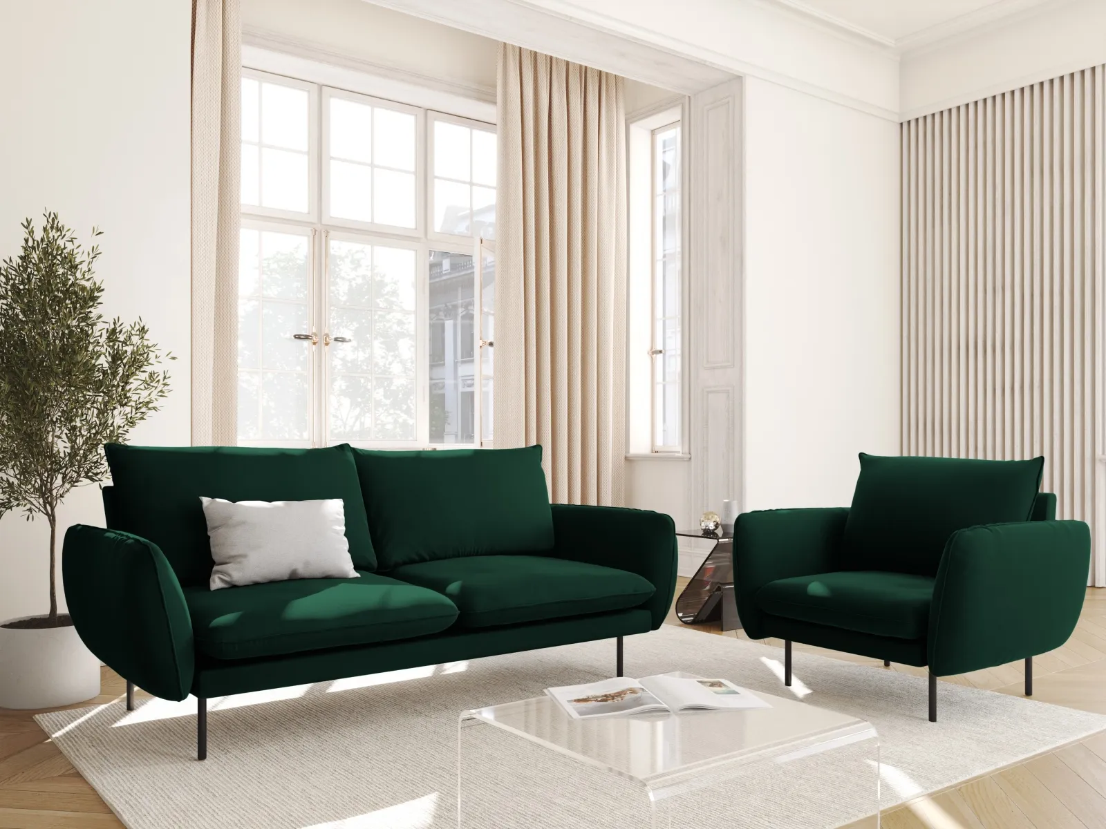 Vienna Sessel aus Samt, Boucle oder Strukturstoff, 97x94x95 cm - Image 98