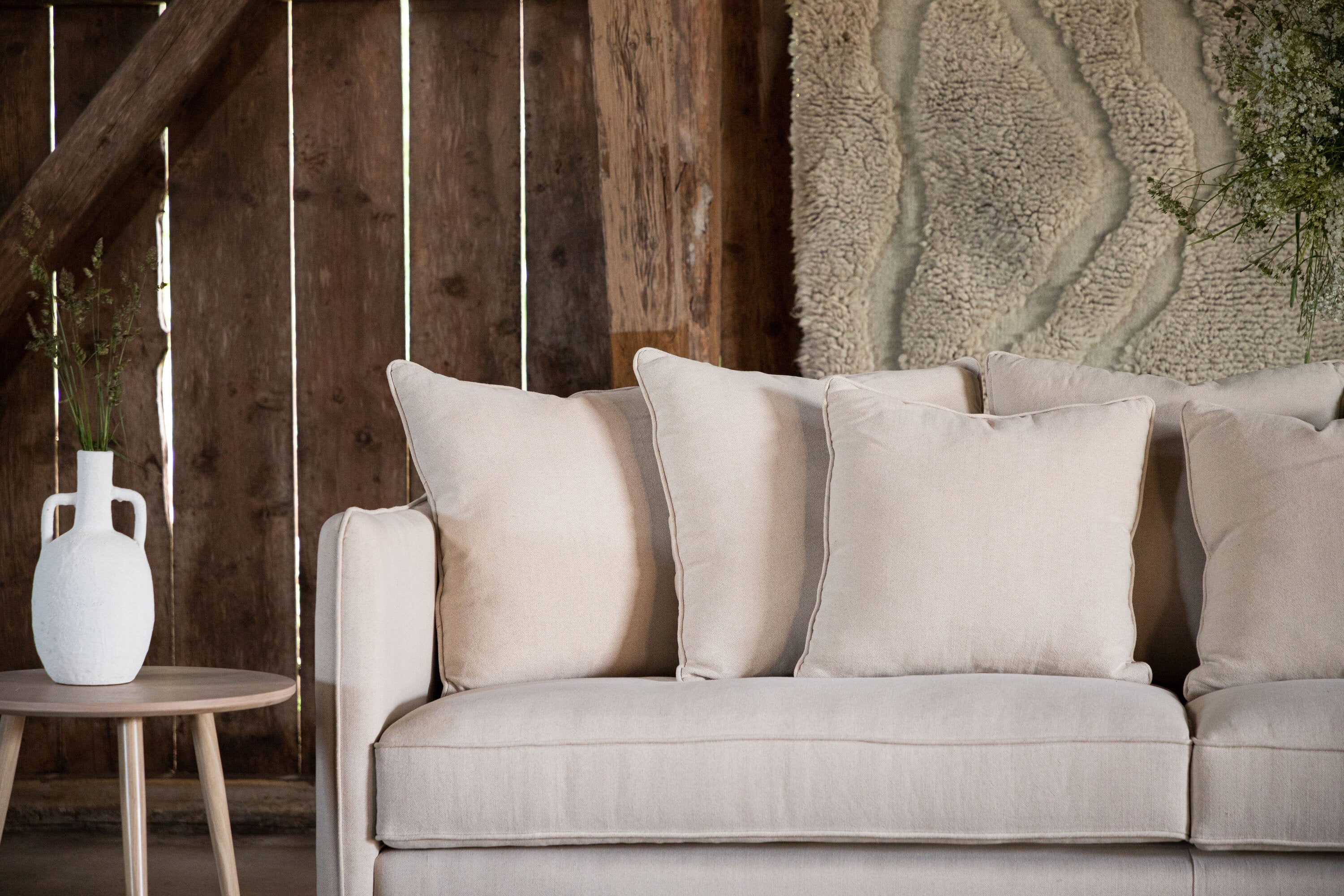 Segelskären 3-Sitzer Sofa - Whitewash / Beige Leinen - Image 3