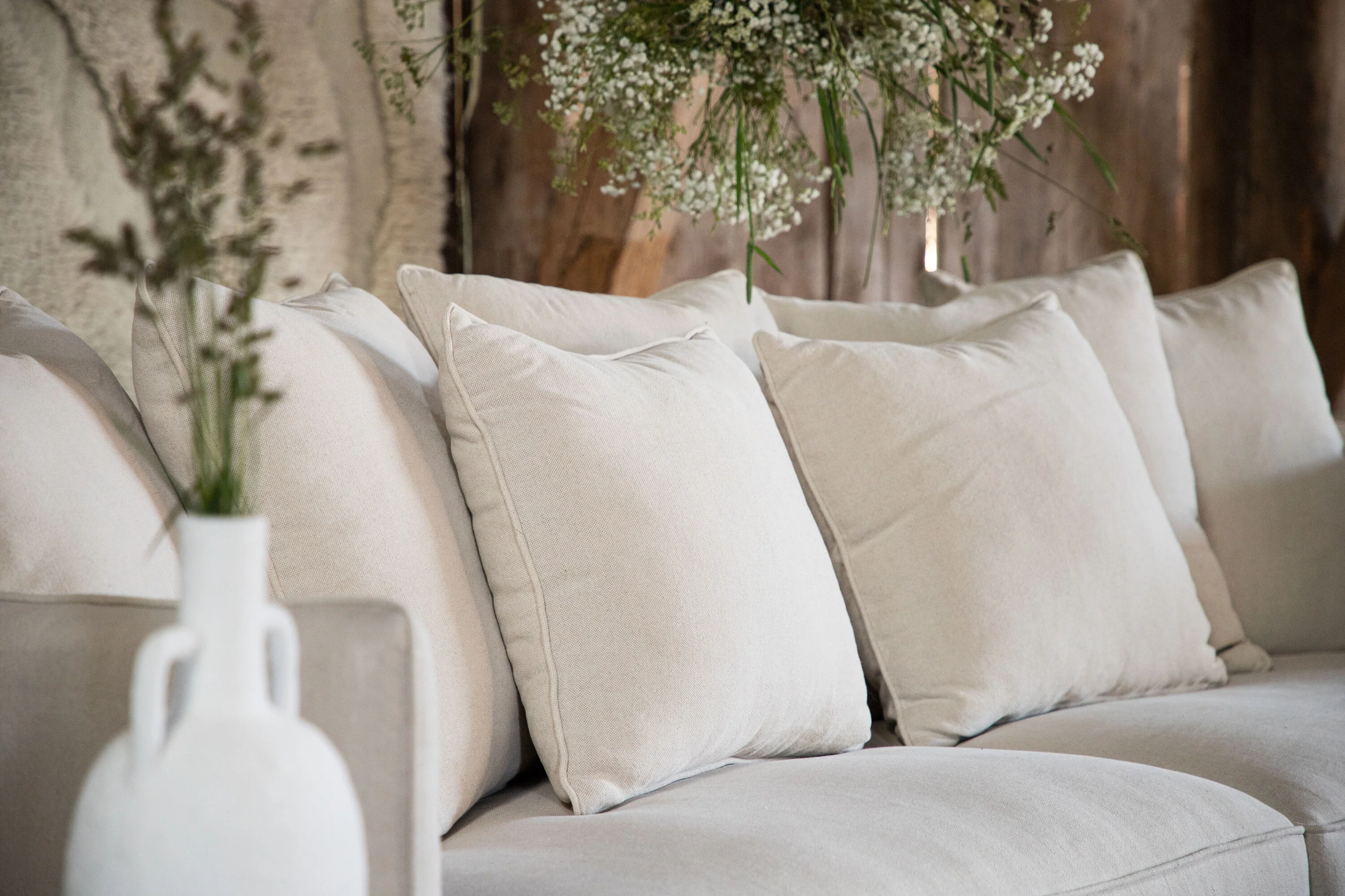 Segelskären 3-Sitzer Sofa - Whitewash / Beige Leinen - Image 4