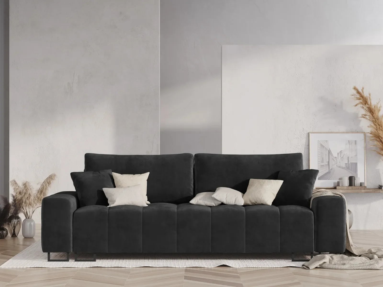 Wicklow 3-Sitzer Sofa mit Schlaffunktion und Stauraum, aus Samt, 250x105x90 cm - Image 9
