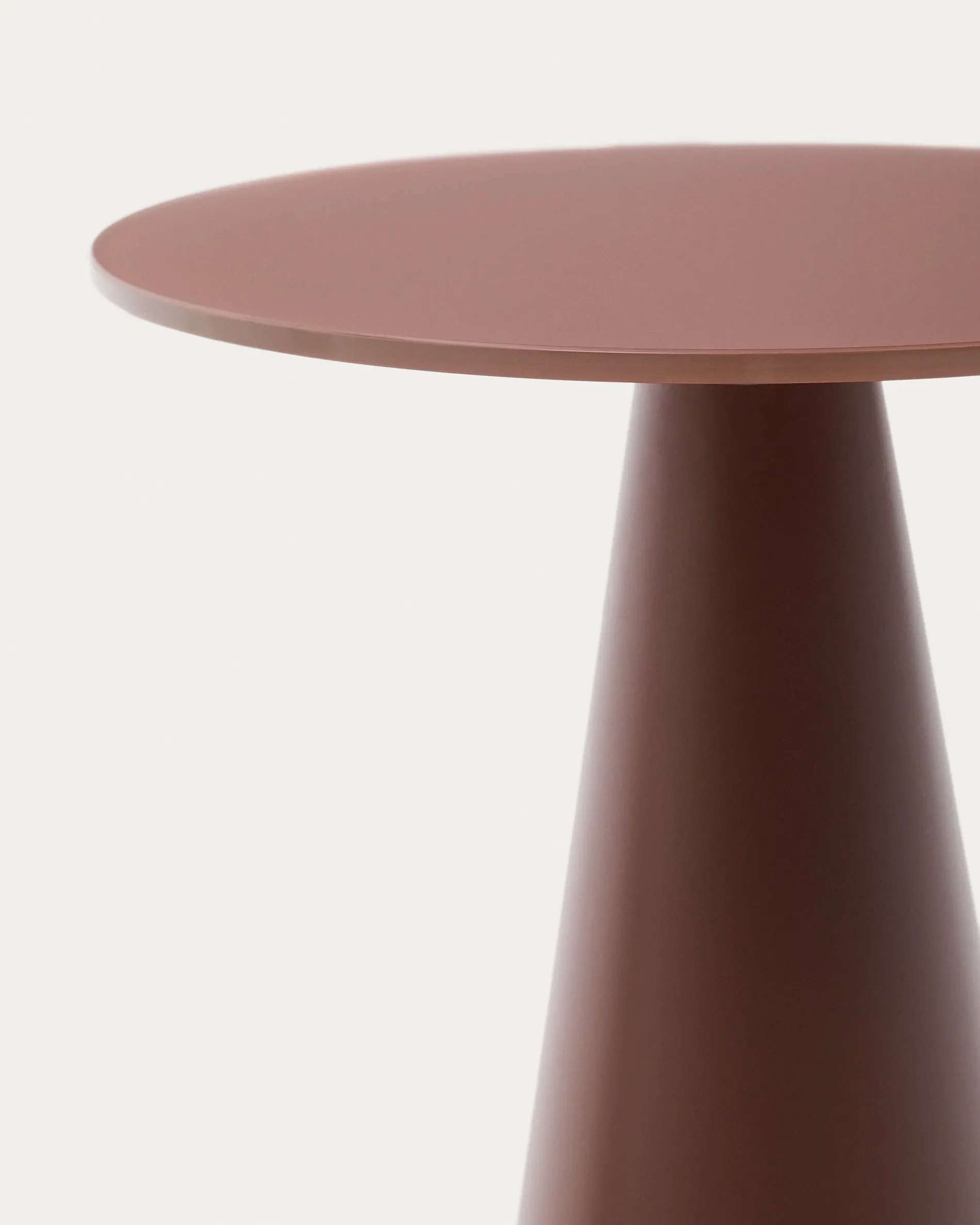 Wilshire Beistelltisch aus gehärtetem Milchglas und Stahl matt terracottafarben lackiert Ø35 cm - Image 5