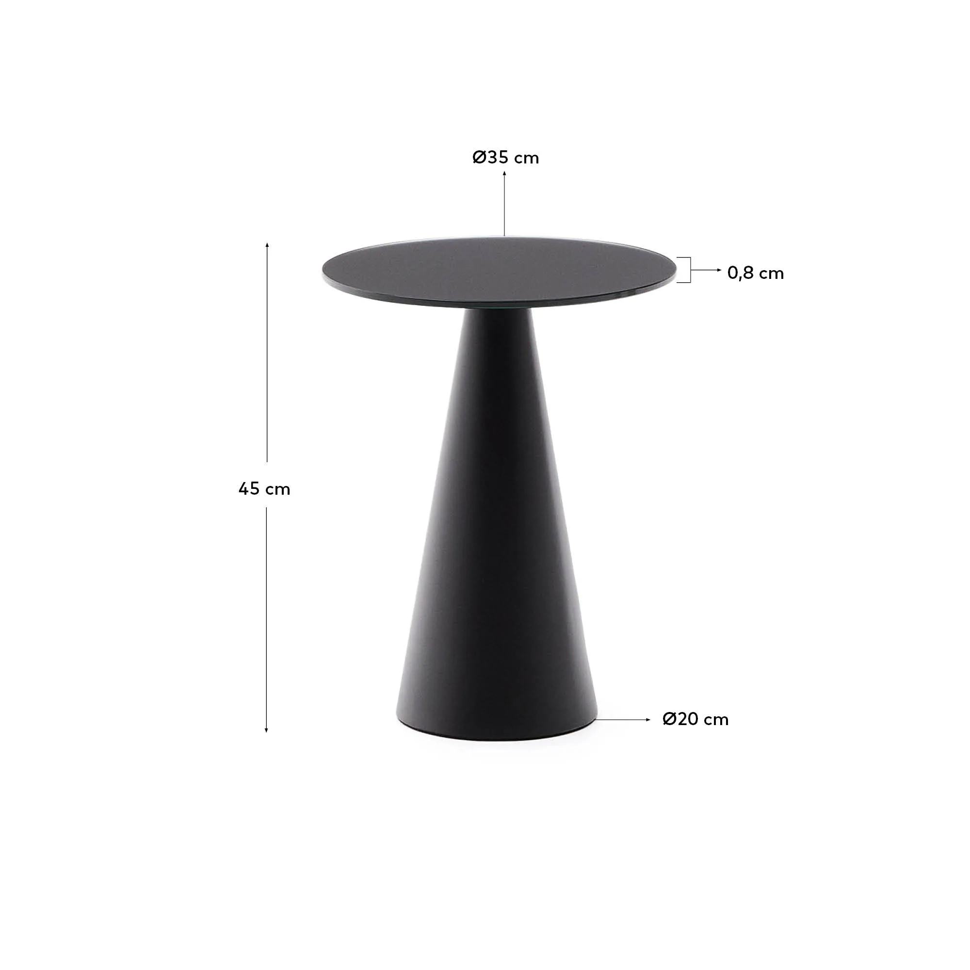 Wilshire Beistelltisch aus gehärteten Milchglas und Stahl matt schwarz lackiert Ø35 cm - Image 4