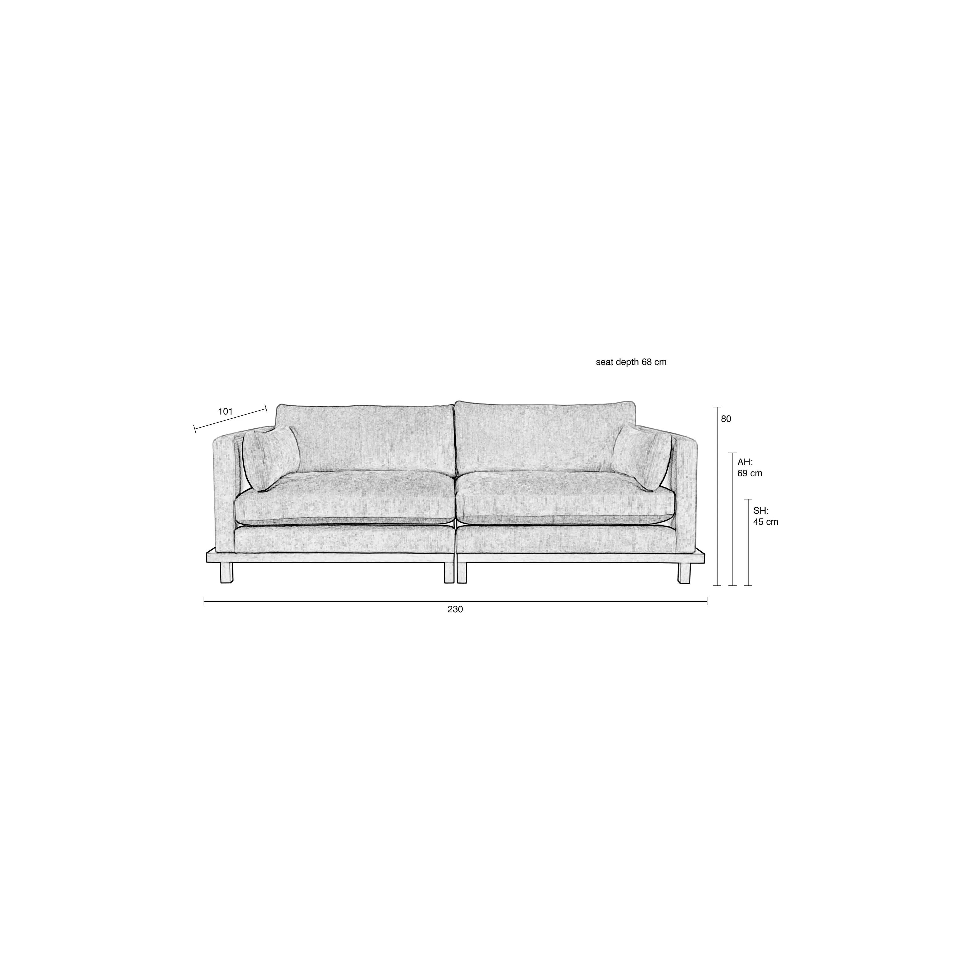 Blossom Sofa 3-Sitzer Sand 230x101cm - Image 8
