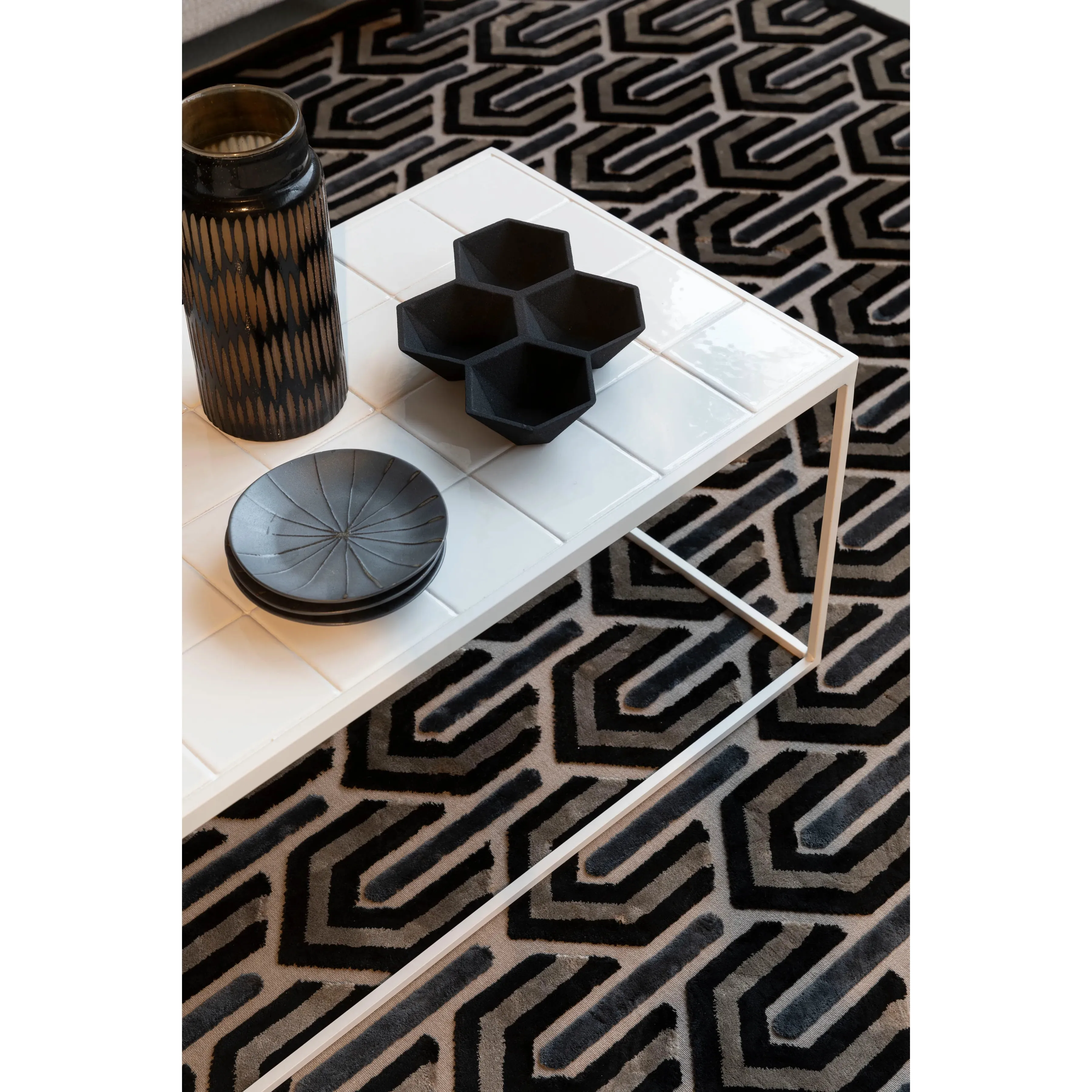 Glazed Couchtisch Weiss 93x43cm - Image 6